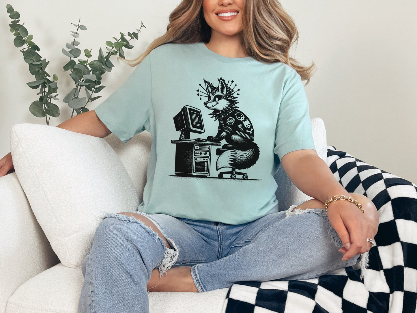 Cyberpunk Fox T-Shirt Y2K Shirt Pastel Goth Fox Shirt Techwear Tee Unique Whimsigoth and Weirdcore Fashion