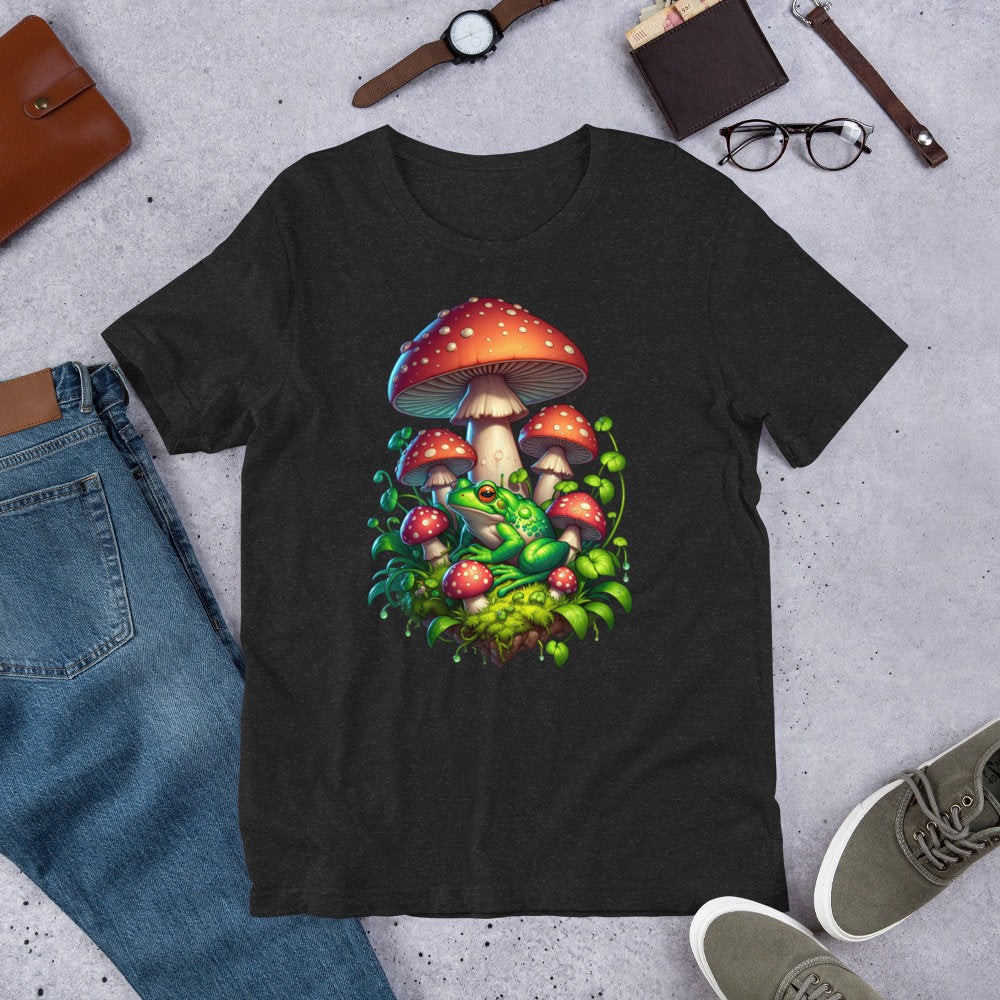 Weirdcore Frog Mushroom Shirt, Goblincore Frog Shirt, Weird Stuff, Trippy Whimsigoth Tee