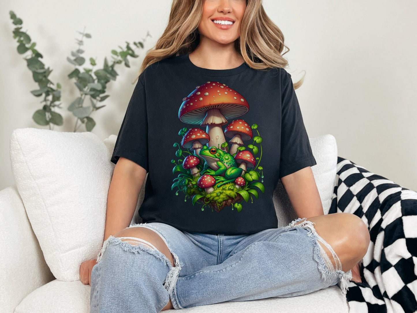 Weirdcore Frog Mushroom Shirt, Goblincore Frog Shirt, Weird Stuff, Trippy Whimsigoth Tee