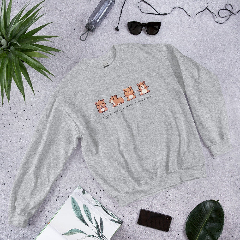 Capybara Sweatshirt, Yoga Shirt, Inner Capybara Shirt, Soft Casual Sweatshirt, Unique Gift for Her, Mom, Friend