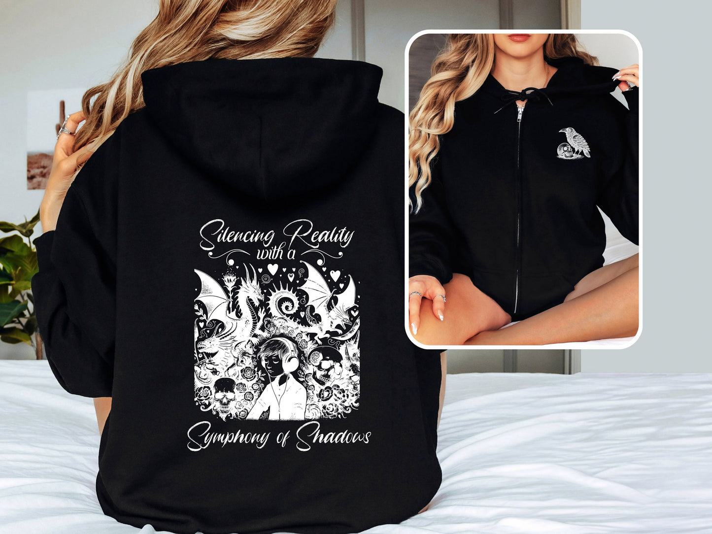 Zip Up Hoodie Gothic Clothes Y2K Hoodie Full Zip Pastel Goth Custom Hoodie Fairy Grunge Dreamcore