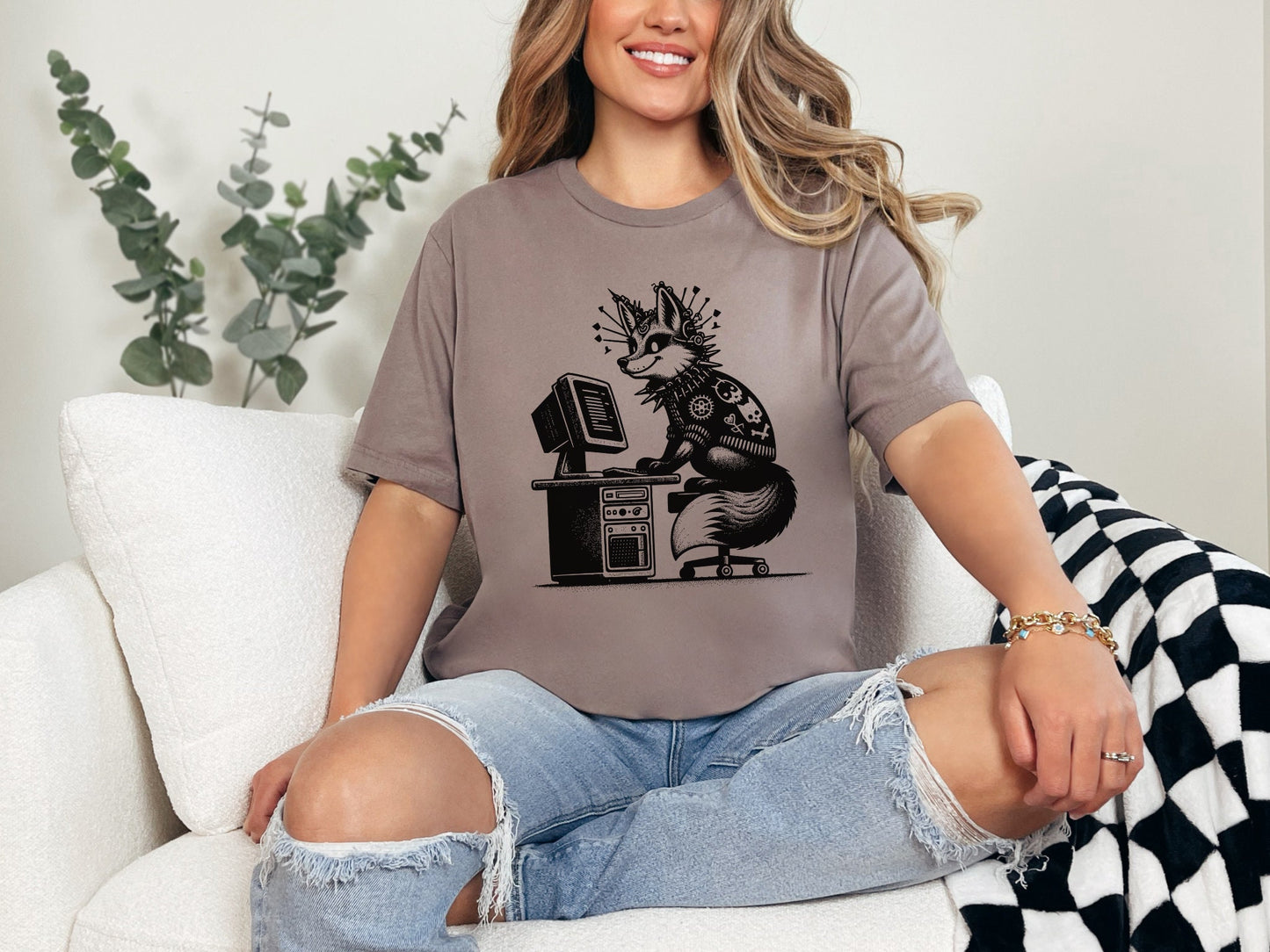 Cyberpunk Fox T-Shirt Y2K Shirt Pastel Goth Fox Shirt Techwear Tee Unique Whimsigoth and Weirdcore Fashion