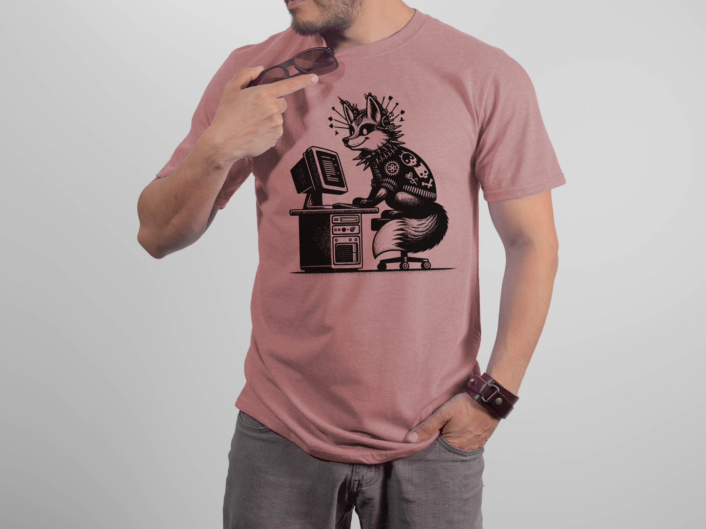 Cyberpunk Fox T-Shirt Y2K Shirt Pastel Goth Fox Shirt Techwear Tee Unique Whimsigoth and Weirdcore Fashion