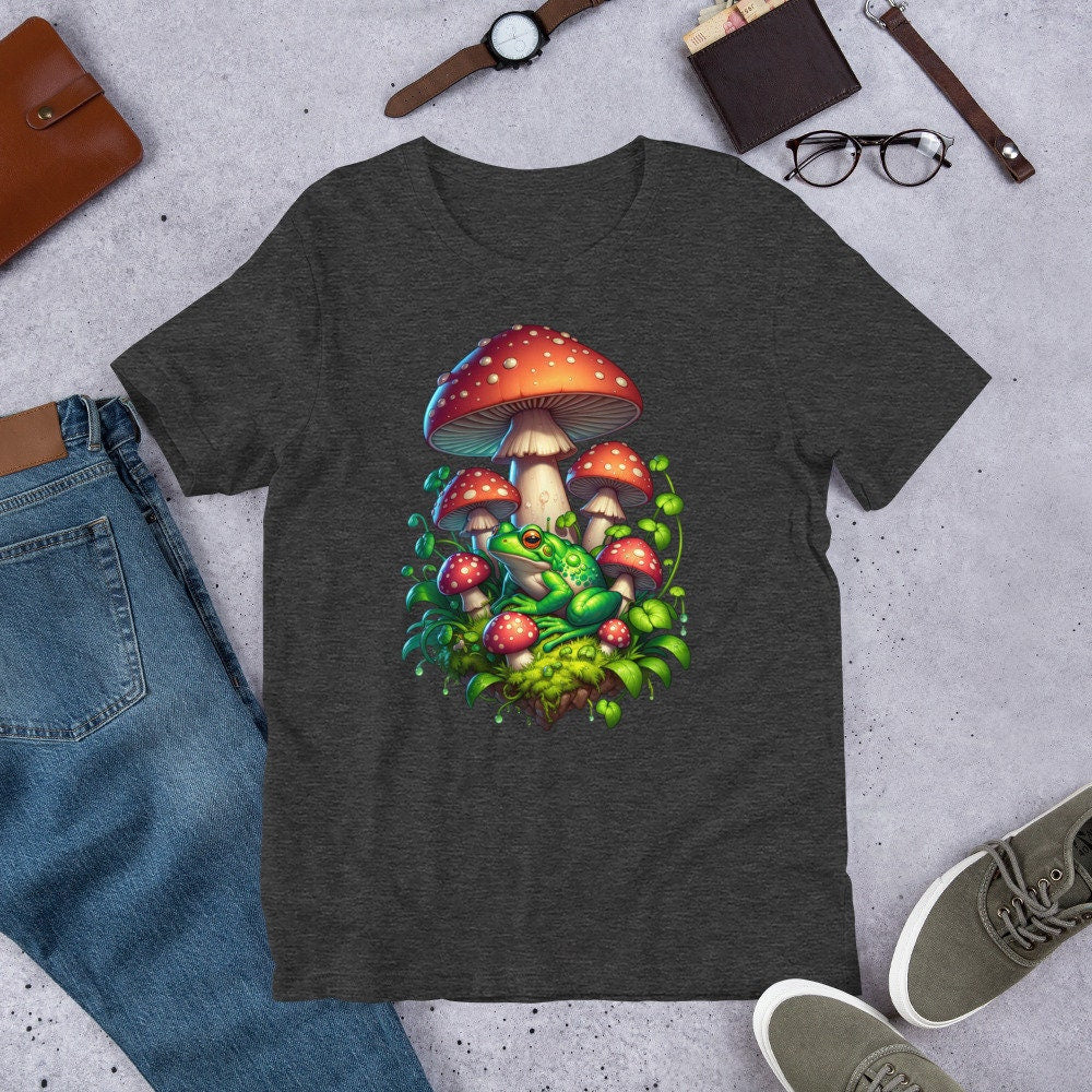 Weirdcore Frog Mushroom Shirt, Goblincore Frog Shirt, Weird Stuff, Trippy Whimsigoth Tee