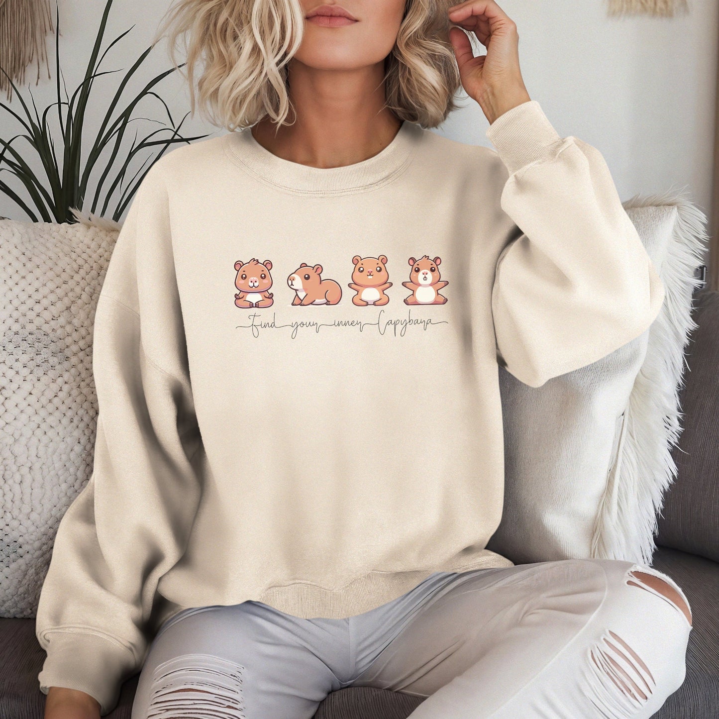 Capybara Sweatshirt, Yoga Shirt, Inner Capybara Shirt, Soft Casual Sweatshirt, Unique Gift for Her, Mom, Friend