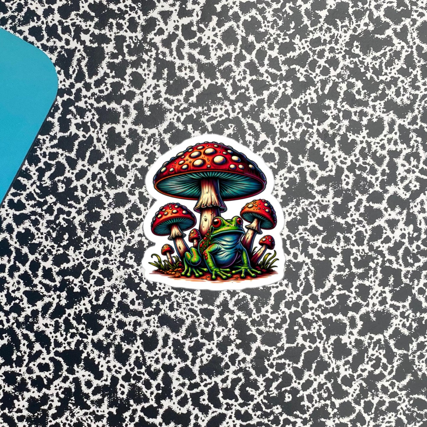 Weirdcore Trippy Mushrooms Frog Sticker WhimsiGoth Original Art Sticker Gift