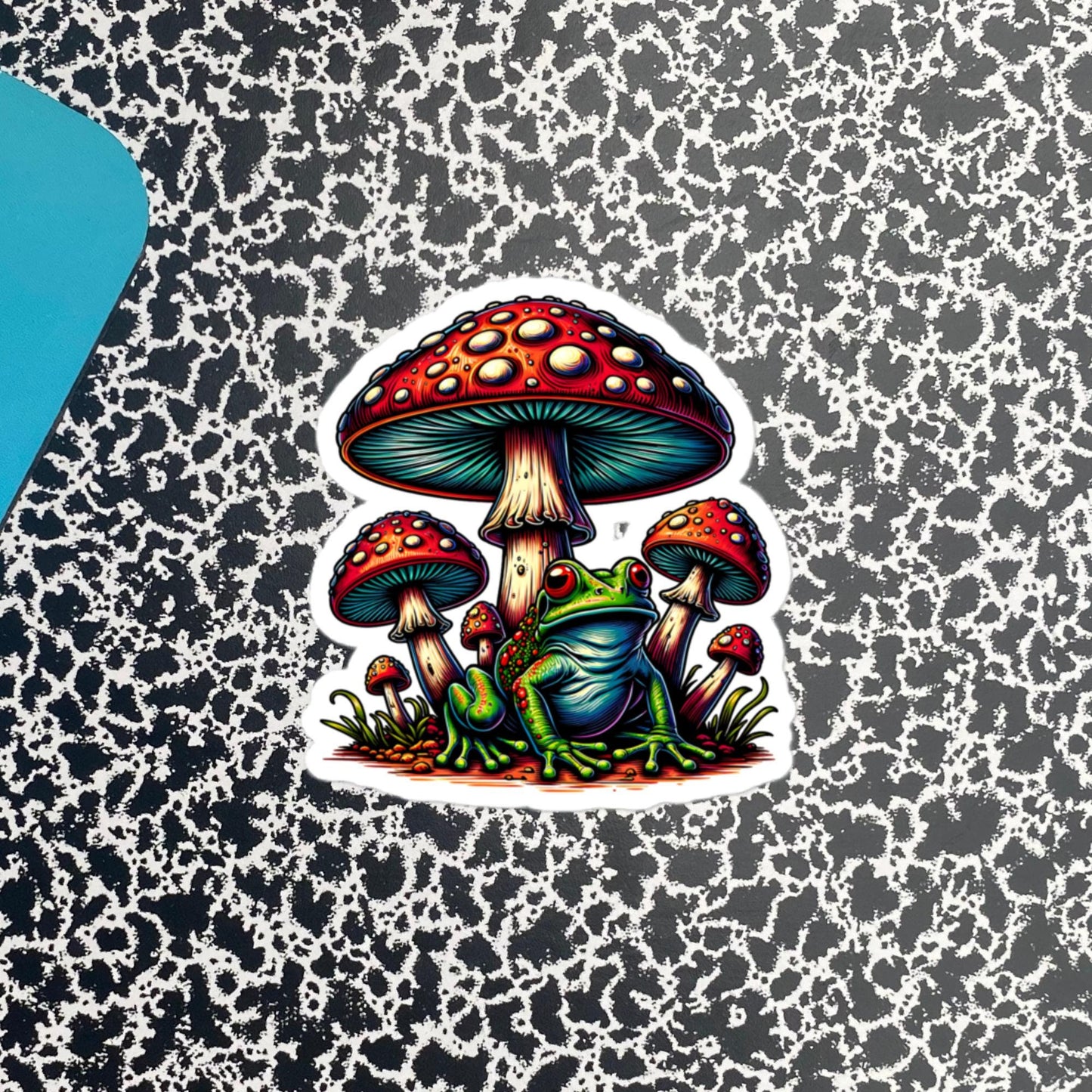 Weirdcore Trippy Mushrooms Frog Sticker WhimsiGoth Original Art Sticker Gift