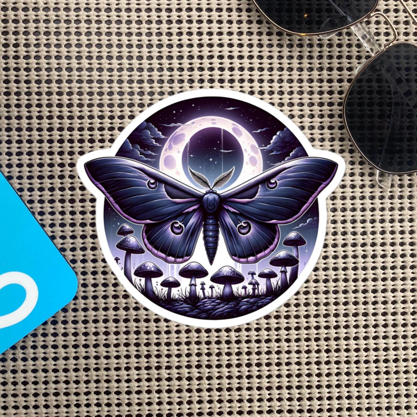 Pastel Goth WhimsiGoth Luna Moth Mushroom Sticker Original Art Dark Aesthetic Weird Stuff Unique Gift