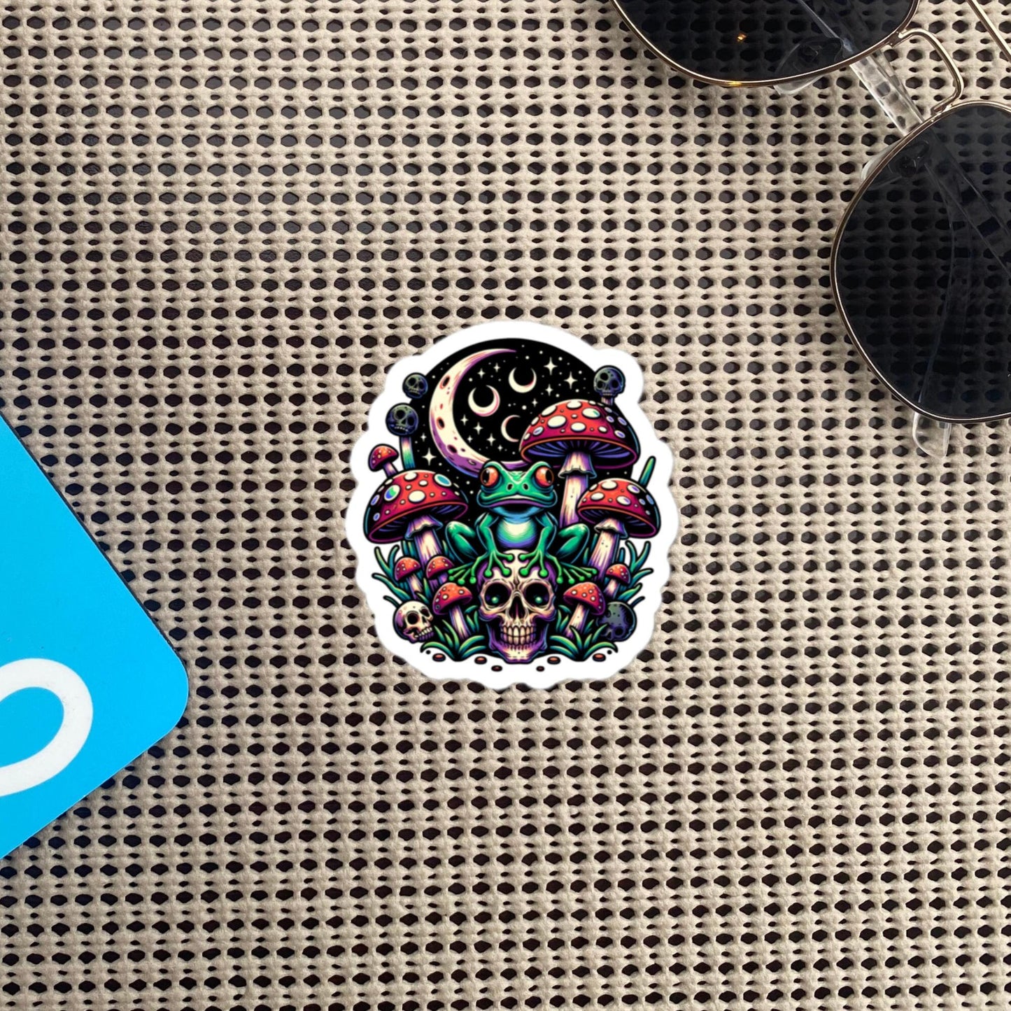 Creepy Whimsigoth Skull Mushrooms Frog Sticker Dreamcore Dark Aesthetic Goth Original Art Weirdcore Weird Stuff Gift