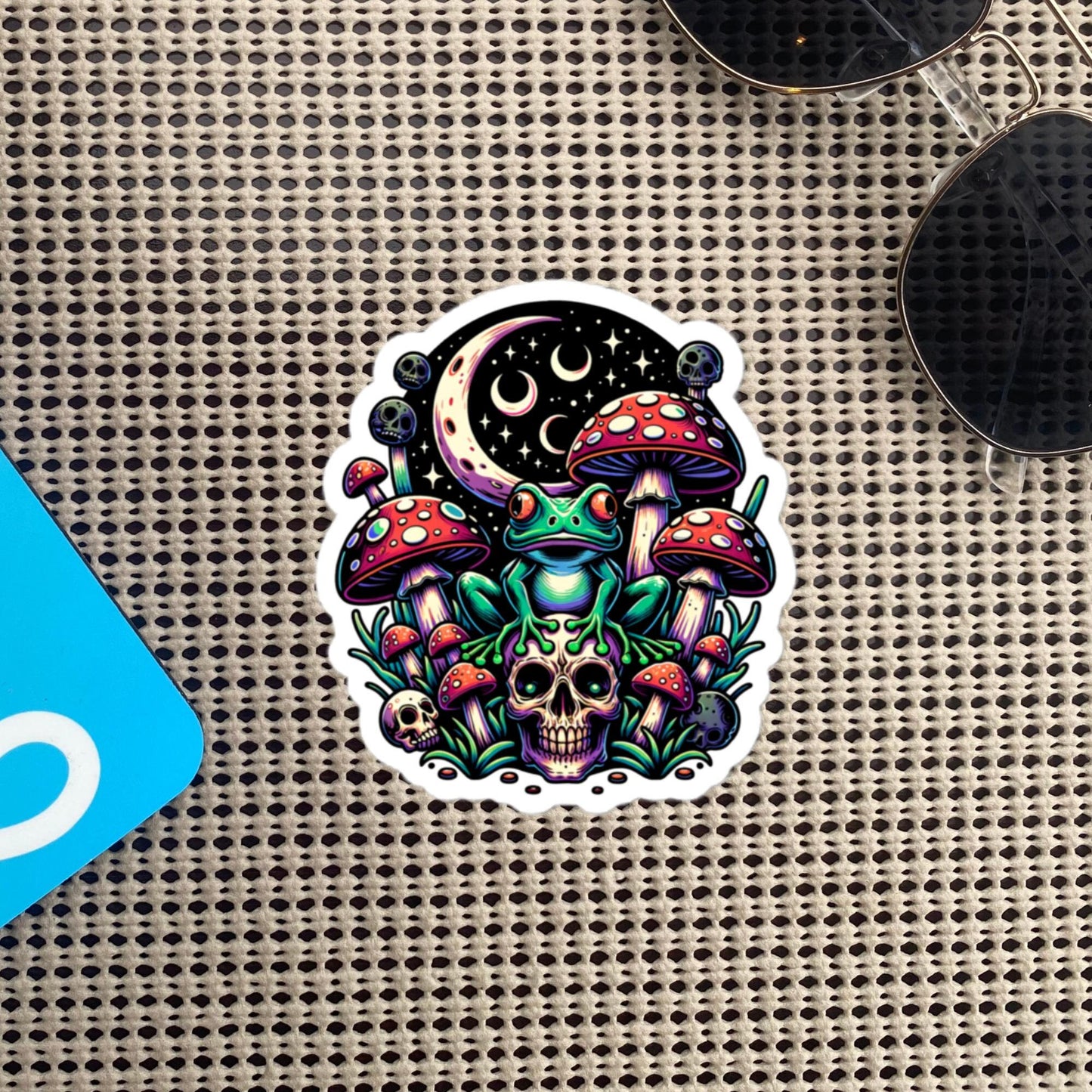 Creepy Whimsigoth Skull Mushrooms Frog Sticker Dreamcore Dark Aesthetic Goth Original Art Weirdcore Weird Stuff Gift