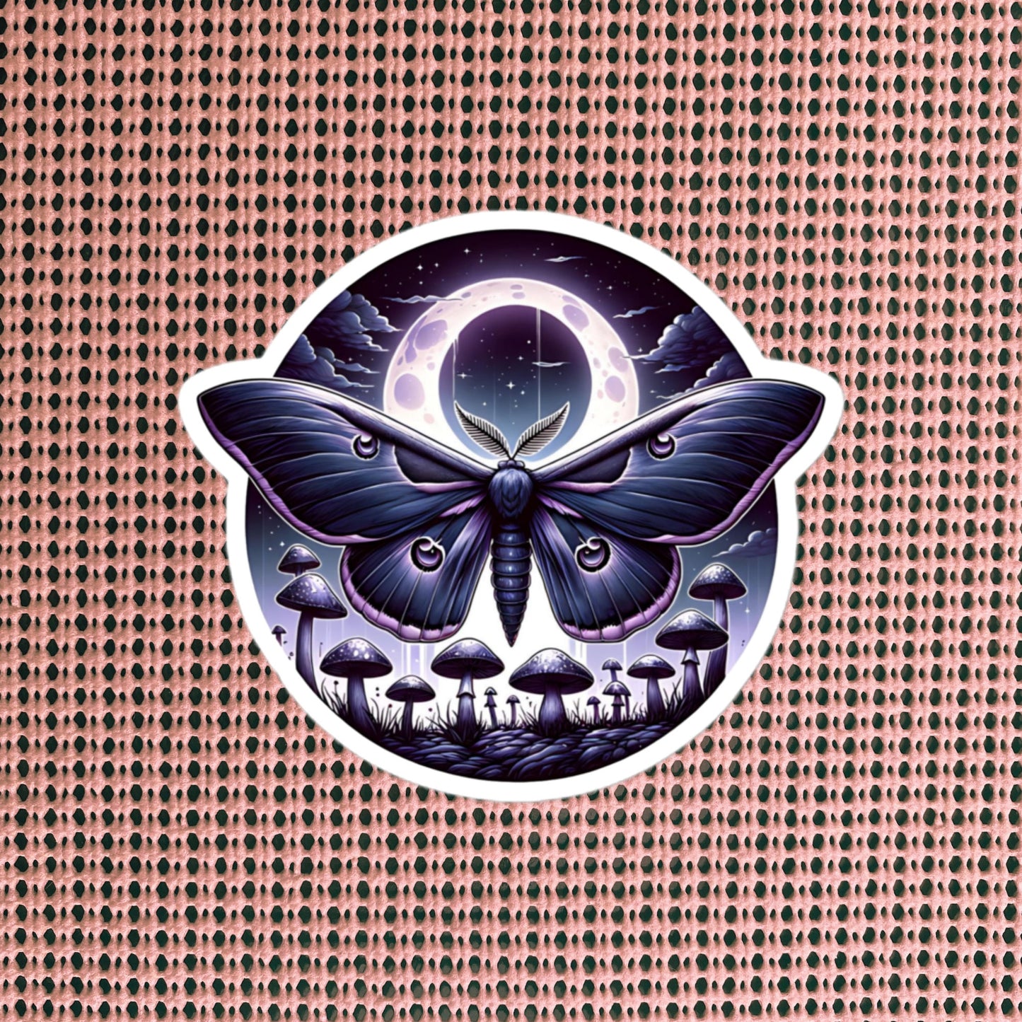 Pastel Goth WhimsiGoth Luna Moth Mushroom Sticker Original Art Dark Aesthetic Weird Stuff Unique Gift