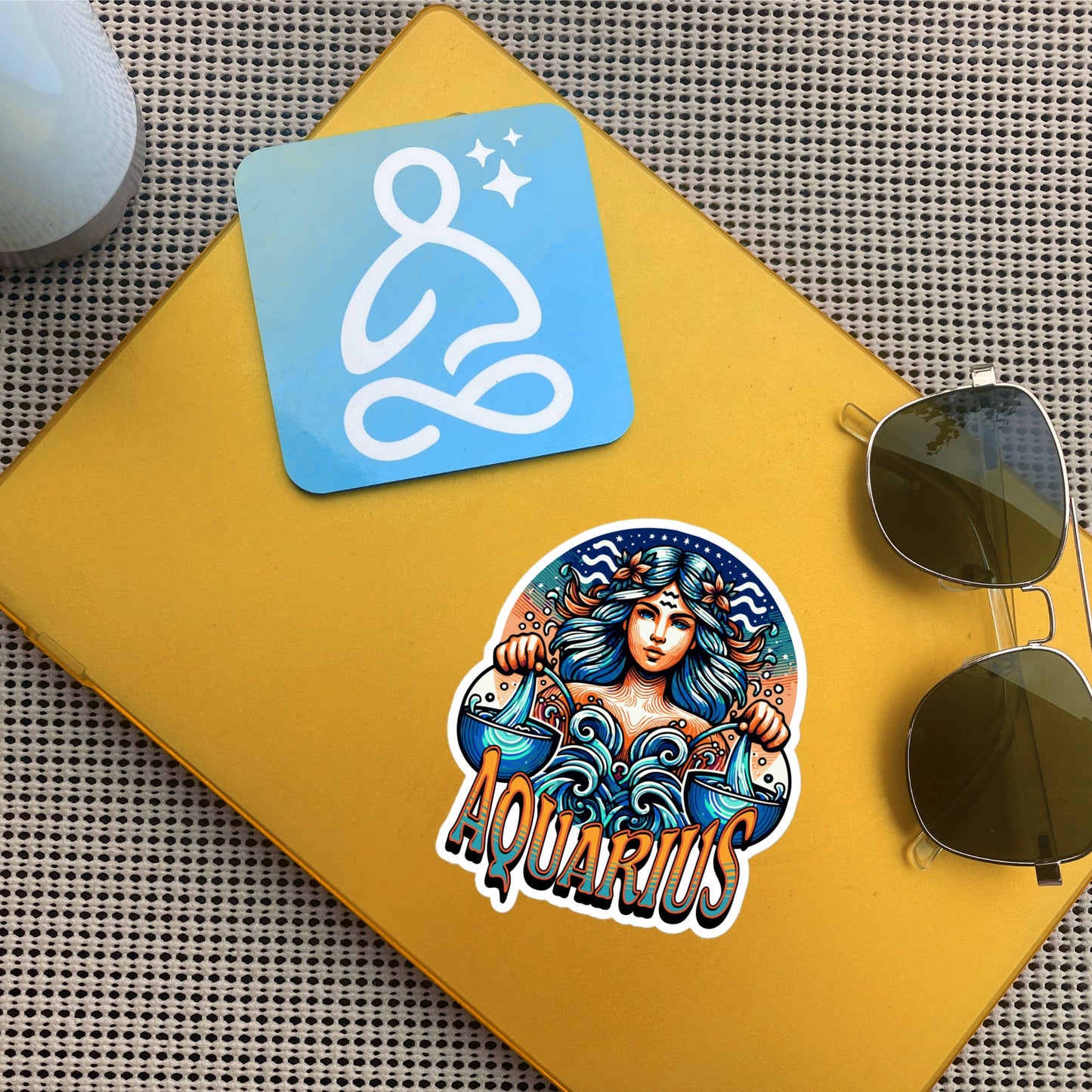 Aquarius Flash Sticker, Zodiac Sign Sticker, Horoscope Custom Aquarius Sticker, Multiple Sizes, Unique Gift