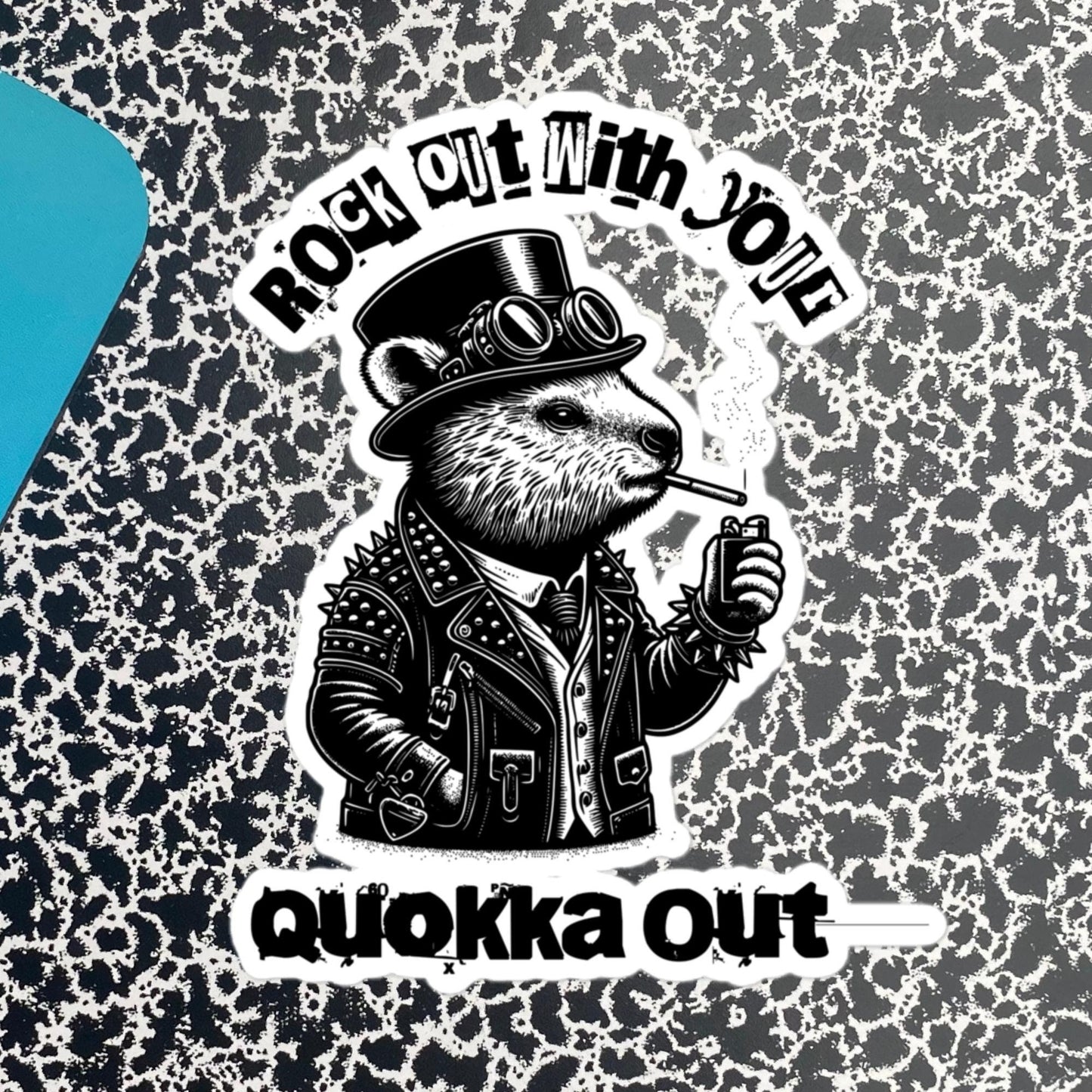 Rock Out With Your Quokka Out Punkrock Weirdcore Vinyl Sticker