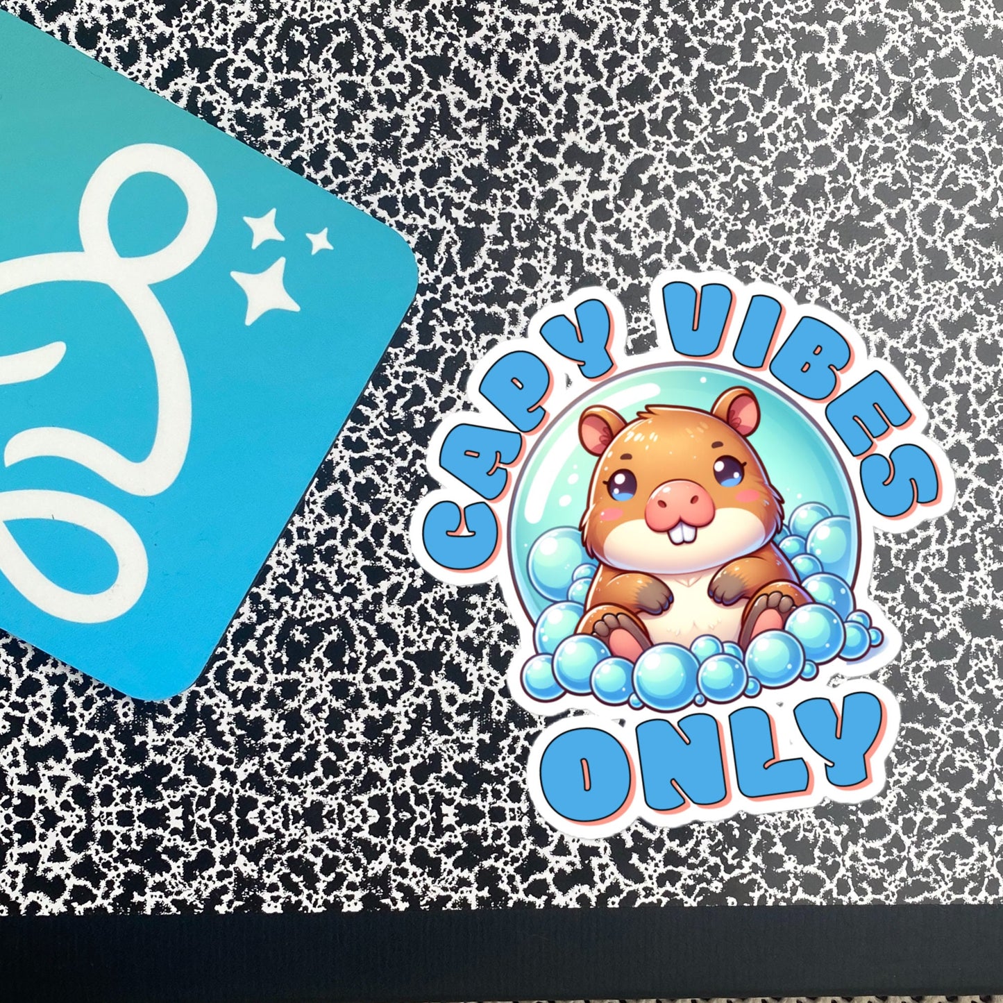 Cute Chubby Pastel Capybara in Bubble Bath Reto Sticker, Weirdcore Kawaii Vinyl Sticker