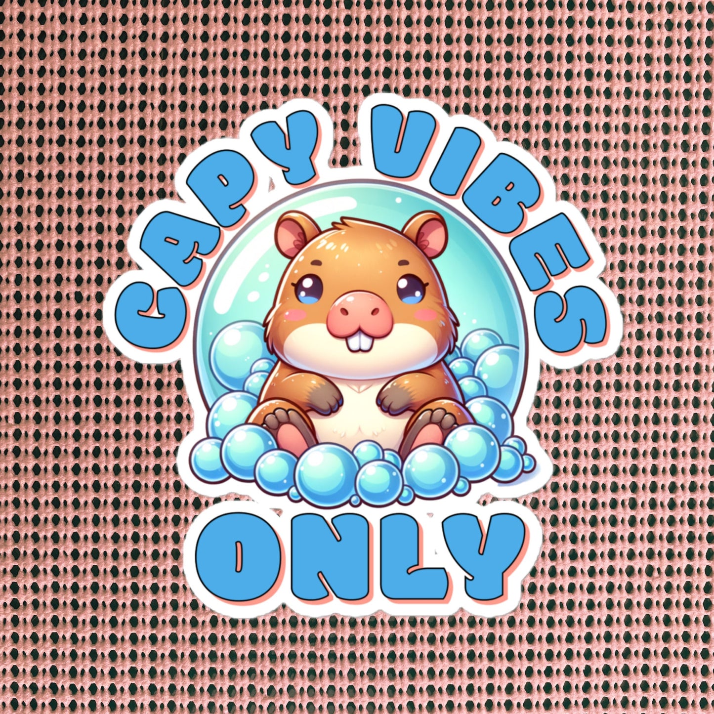 Cute Chubby Pastel Capybara in Bubble Bath Reto Sticker, Weirdcore Kawaii Vinyl Sticker