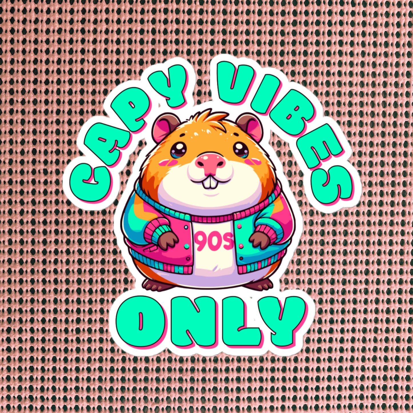 Capy Vibes Only Capybara Sticker, Colorful Pastel Goth Retro Vinyl Sticker