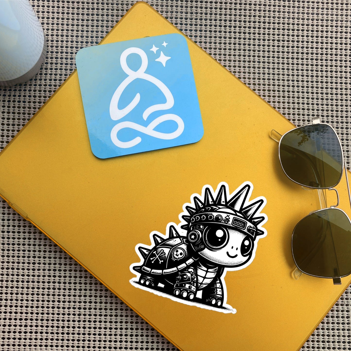 Punkrock SteamPunk Cyborg Turtle Vinyl Sticker, Weirdcore Weird Stuff Fun Durable Sticker