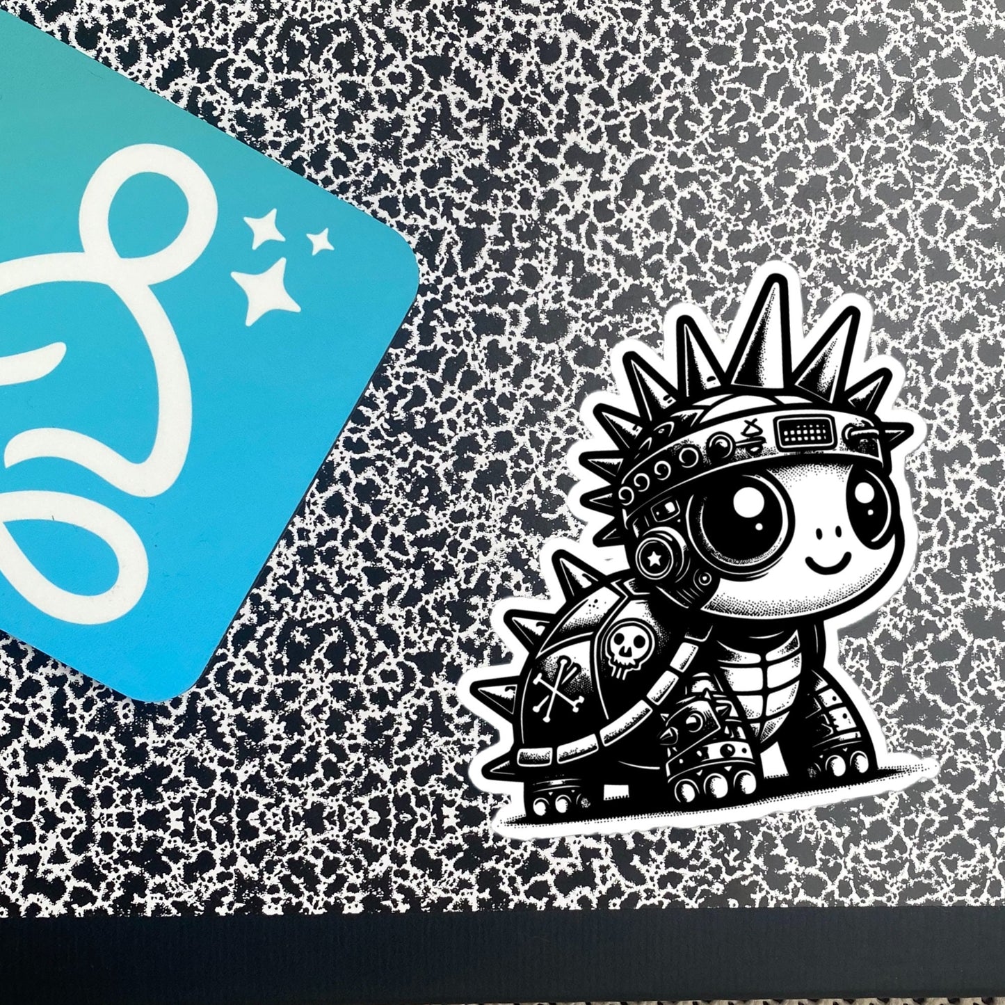 Punkrock SteamPunk Cyborg Turtle Vinyl Sticker, Weirdcore Weird Stuff Fun Durable Sticker
