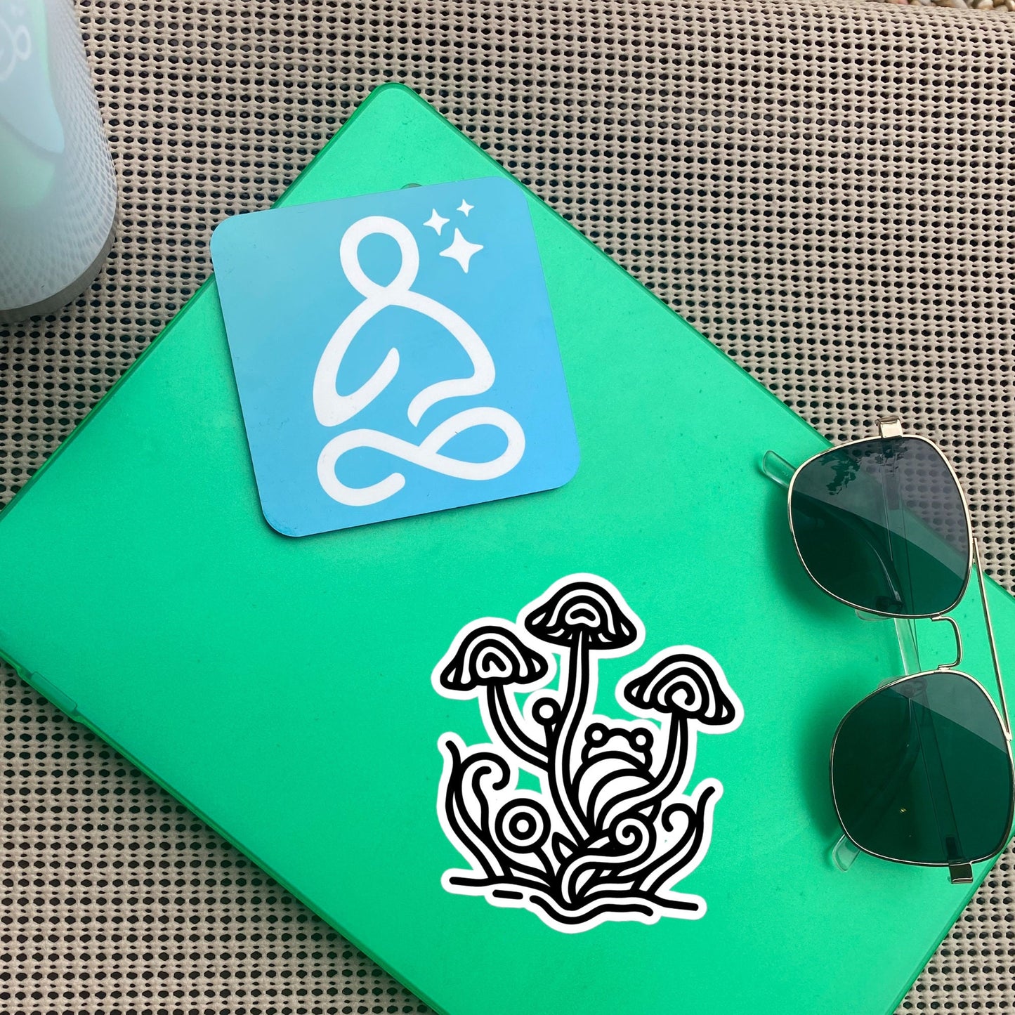 Whimsical Tribal Frog Mushrooms Vinyl Sticker, for Car, Bumper, Scrapbooking, Skateboards, or Crafts