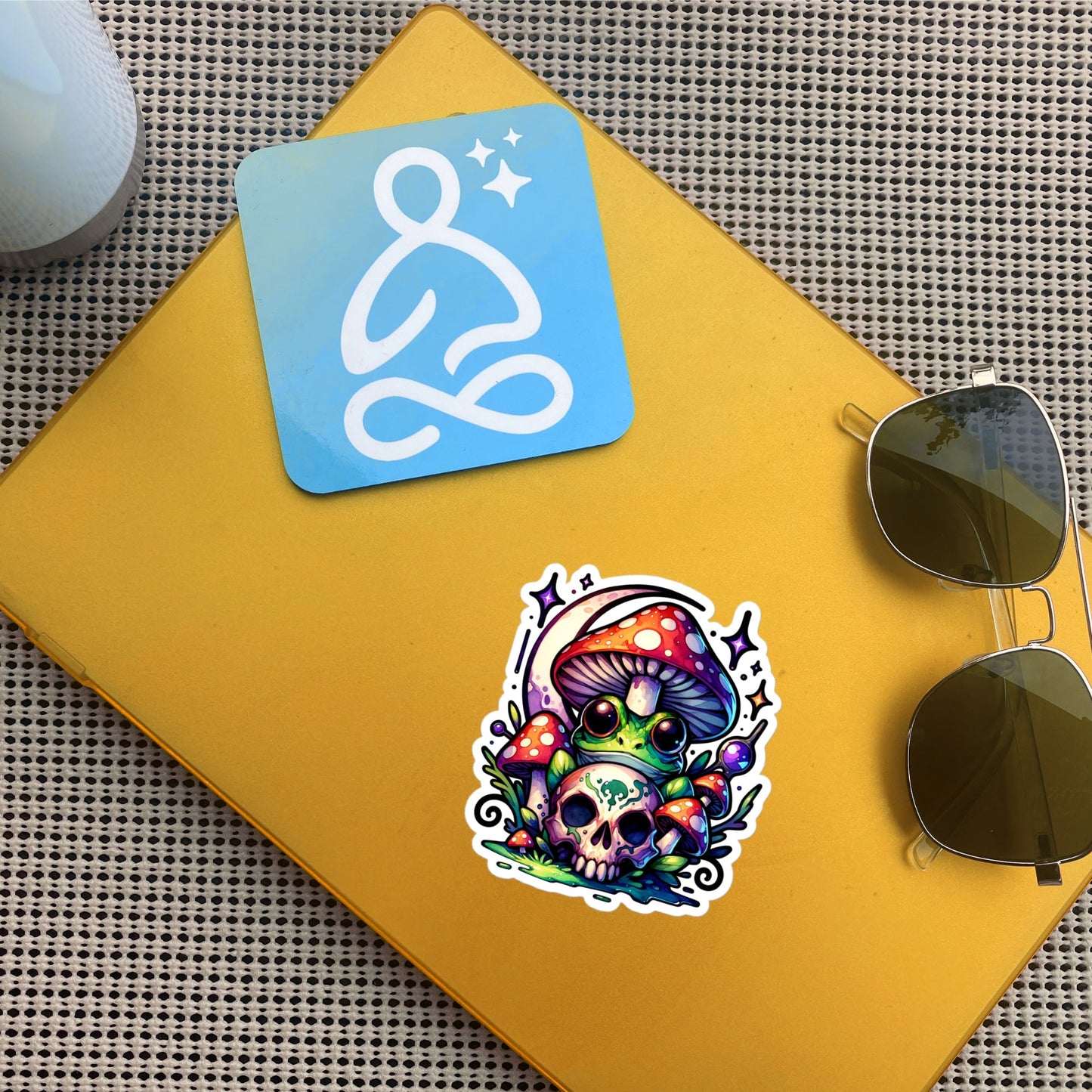 Whimsigoth Weirdcore Frog Mushroom Skull Vinyl Sticker, for Car, Bumper, Scrapbooking, Skateboards, or Crafts