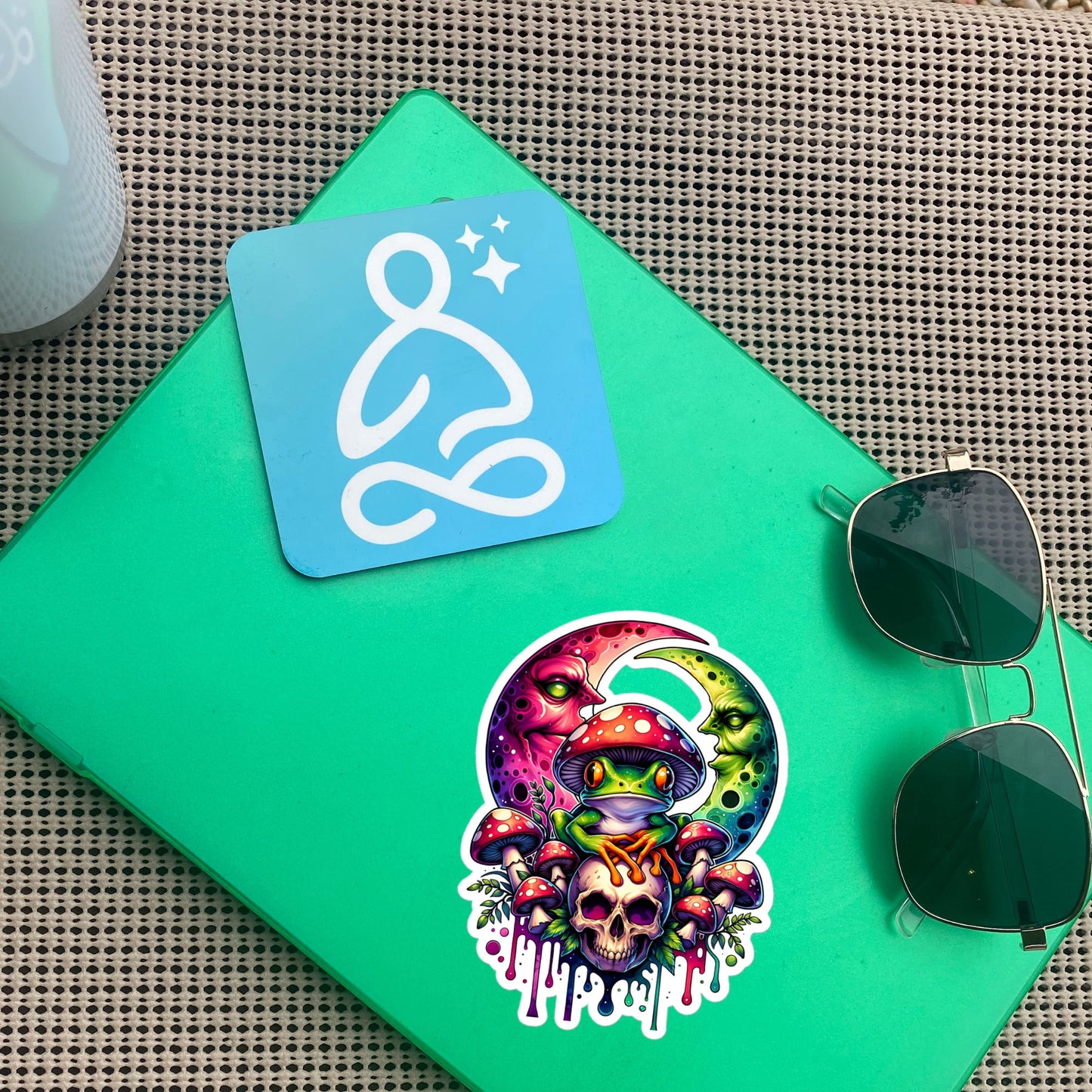 Drippy Trippy Frog Skull Mushroom Original Art Vinyl Sticker for Car, Bumper, Scrapbooking, Skateboards, or Crafts
