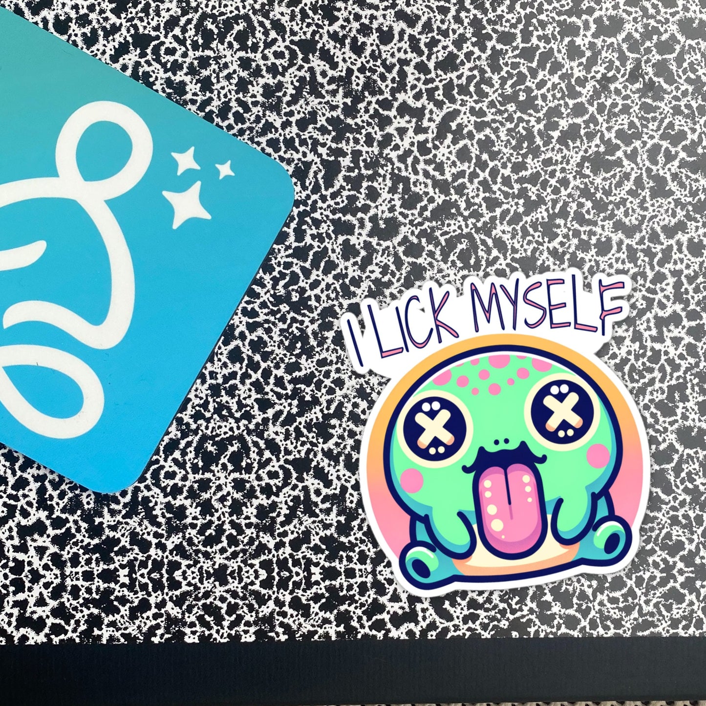 Weirdcore Trippy Pastel Goth River Toad I Lick Myself Waterproof Vinyl Sticker