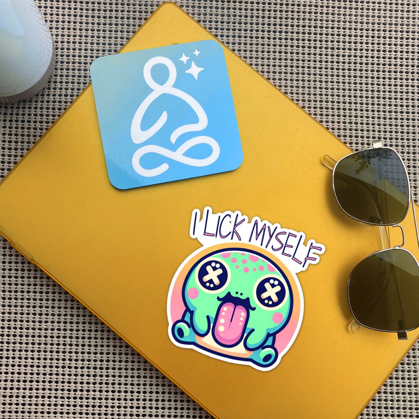 Weirdcore Trippy Pastel Goth River Toad I Lick Myself Waterproof Vinyl Sticker