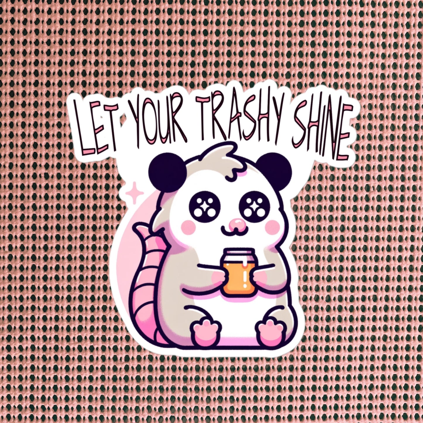 Weirdcore Grunge Opossum Drinking Moonshine Let Your Trashy Shine Pastel Goth Vinyl Waterproof Sticker