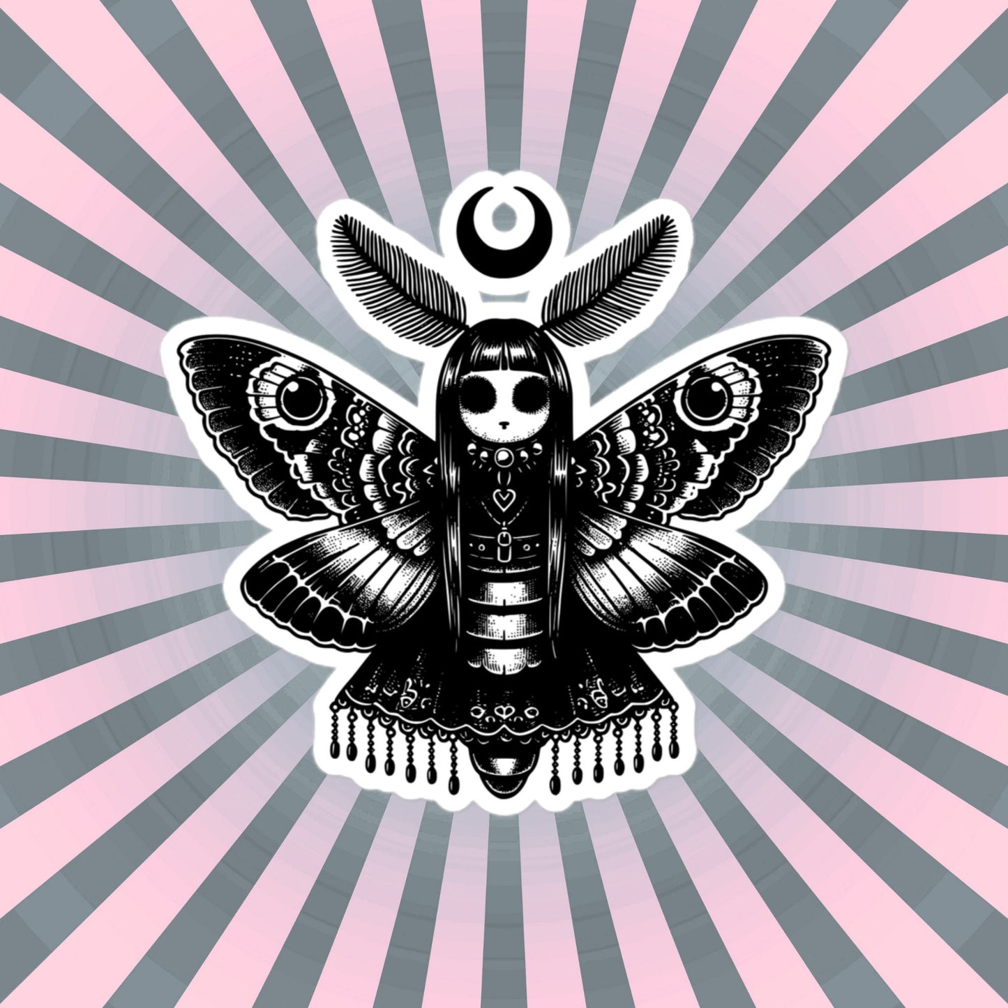 Gothic Luna Moth Sticker, Weirdcore WhimsiGoth Luna Moth Sticker, Weird Stuff, Original Design, Gift