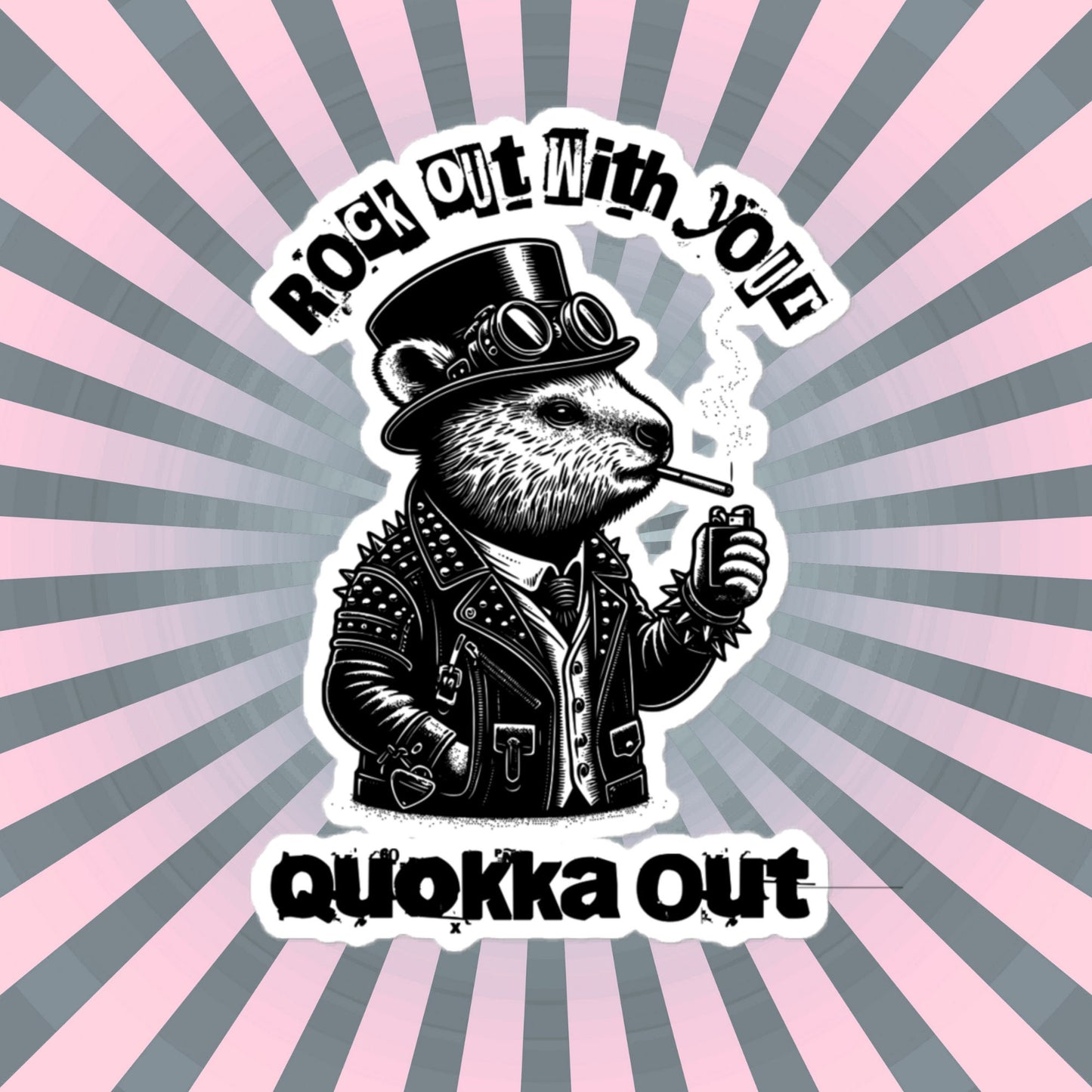 Rock Out With Your Quokka Out Punkrock Weirdcore Vinyl Sticker