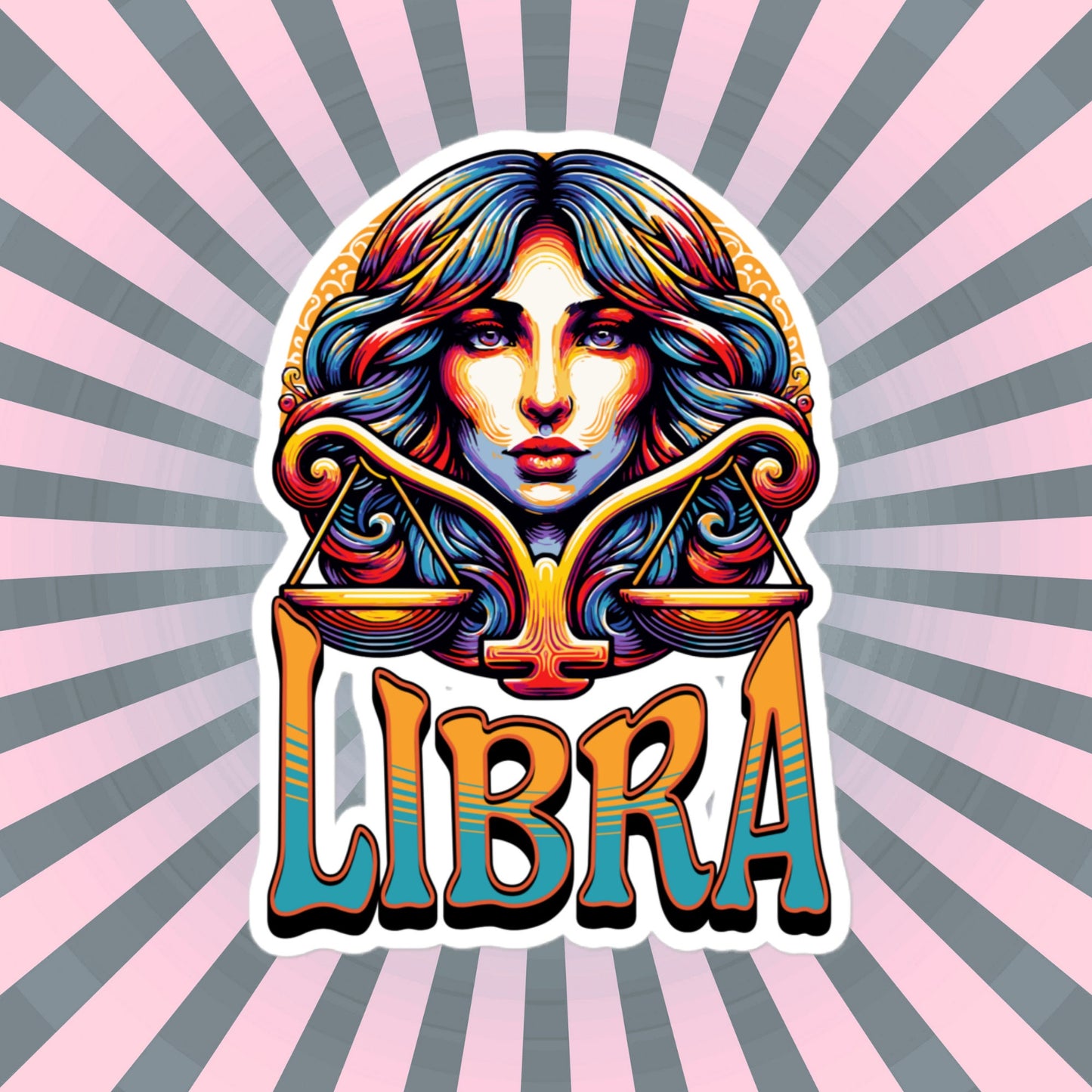 Libra Flash Sticker, Zodiac Sign Sticker, Horoscope Custom Libra Sticker, Multiple Sizes, Unique Gift