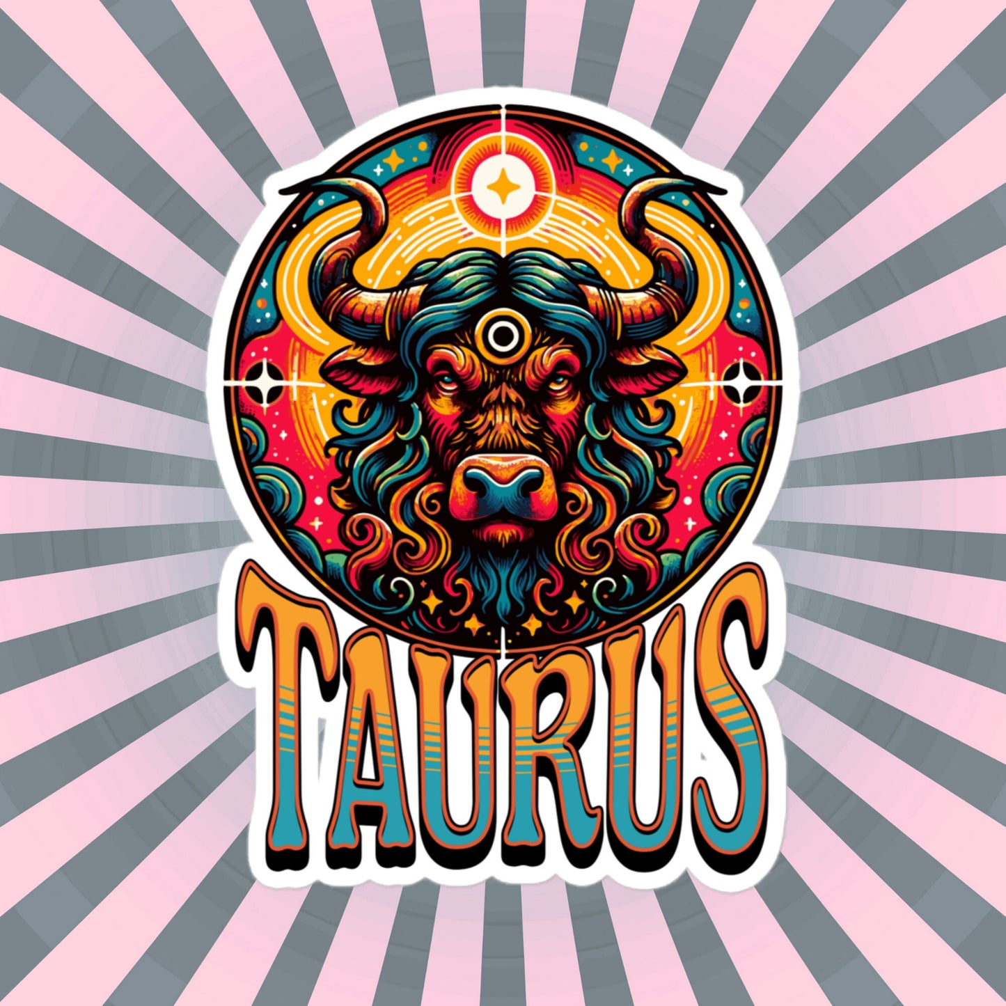 Taurus Flash Sticker, Zodiac Sign Sticker, Horoscope Custom Taurus Sticker, Multiple Sizes, Unique Gift