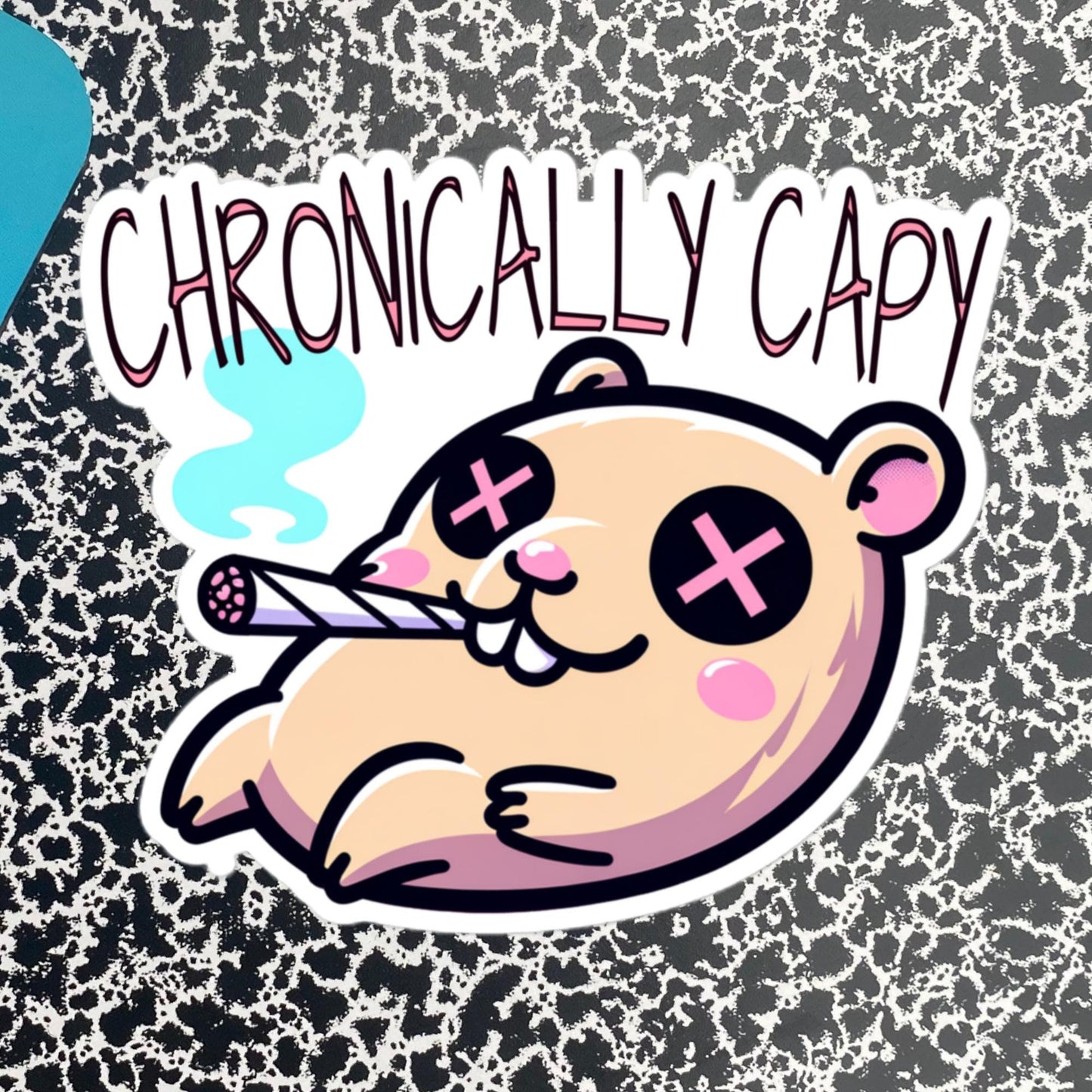 Weirdcore Pastel Goth Grunge Cute Capybara Vinyl Sticker, Weird Stuff Funny Strange Oddcore Waterproof Sticker