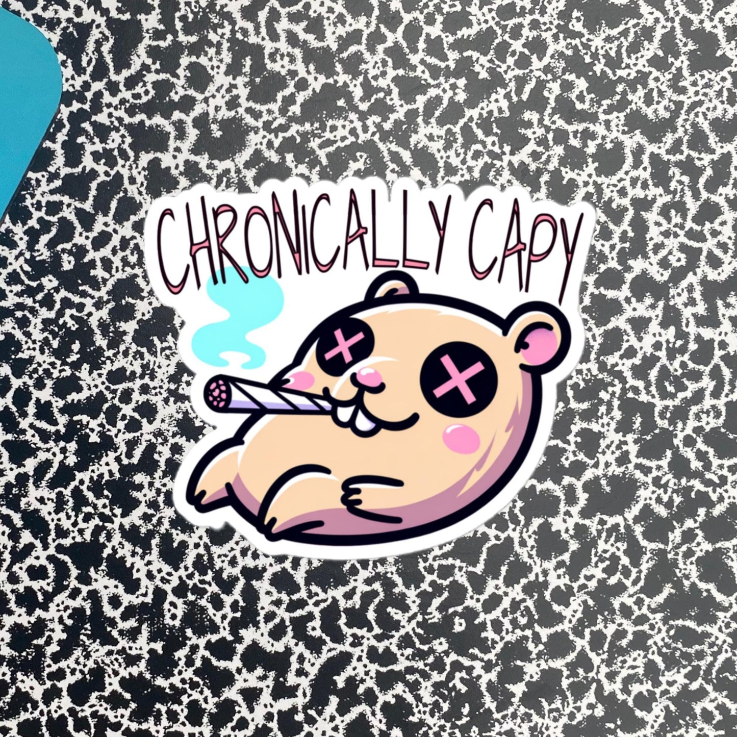 Weirdcore Pastel Goth Grunge Cute Capybara Vinyl Sticker, Weird Stuff Funny Strange Oddcore Waterproof Sticker