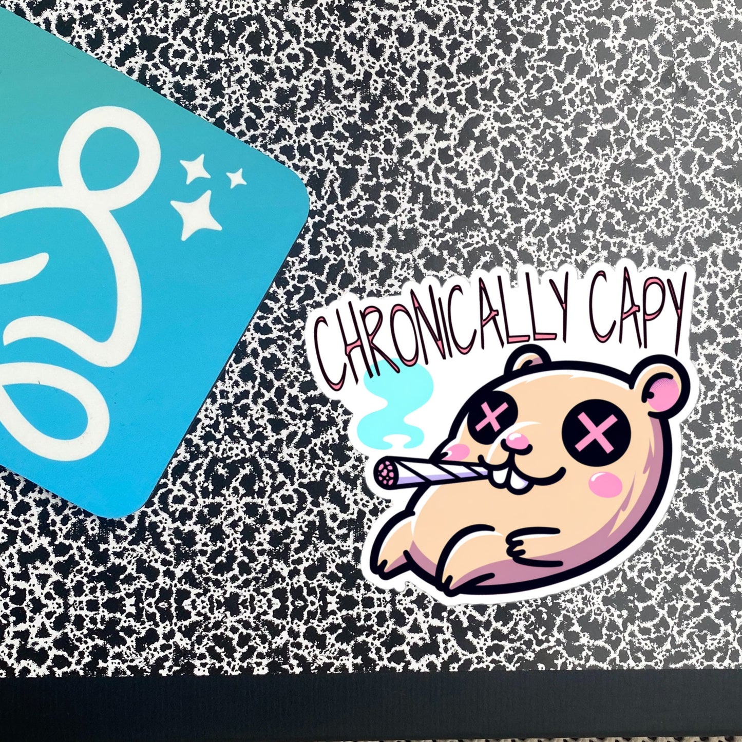 Weirdcore Pastel Goth Grunge Cute Capybara Vinyl Sticker, Weird Stuff Funny Strange Oddcore Waterproof Sticker