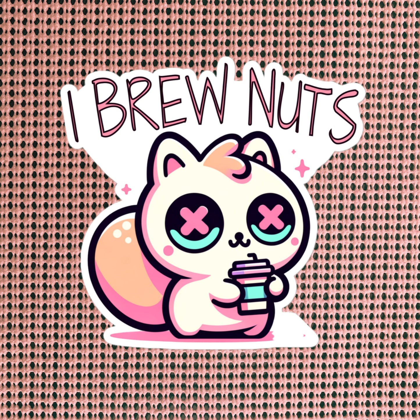 Weirdcore Pastel Goth Grunge Cute Squirrel Vinyl Sticker I Brew Nuts Oddcore Waterproof Sticker, Weird Stuff Unique Gift