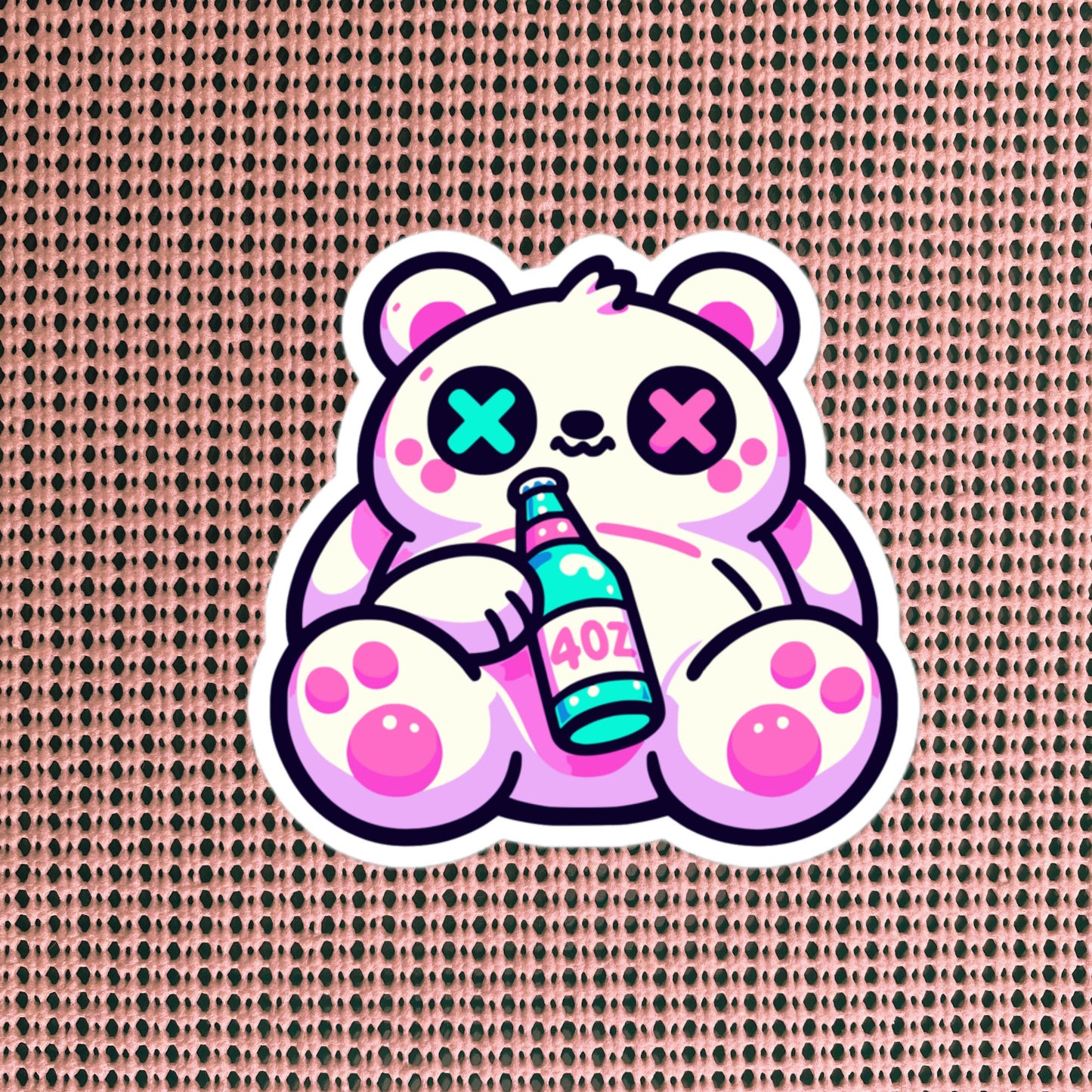 Weirdcore Pastel Goth Grunge Cute Bear Vinyl Sticker Tipsy Teddy Bear Oddcore Waterproof Sticker, Weird Stuff Unique Gift