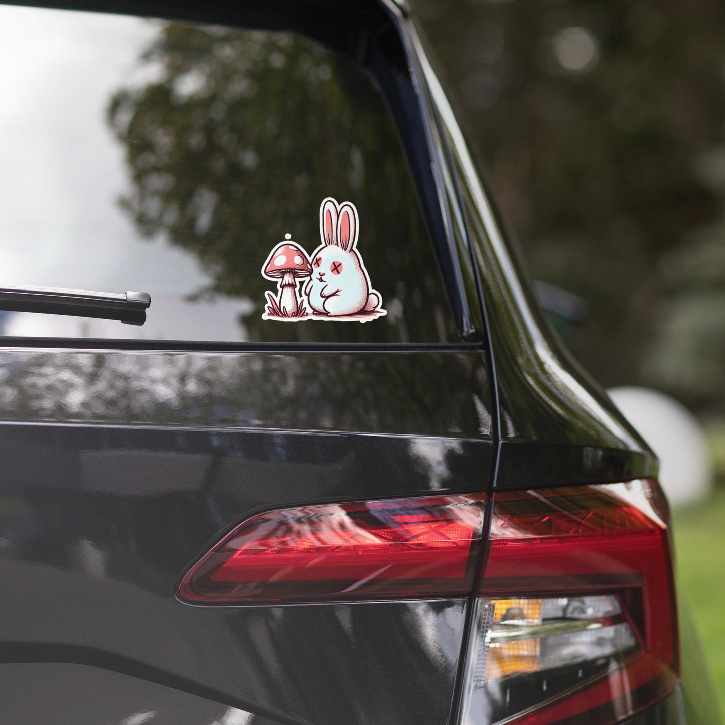 Weirdcore Pastel Goth Grunge Cute Trippy Mushroom Bunny Vinyl Sticker Bunny Mushroom Oddcore Waterproof Sticker, Weird Stuff Unique Gift