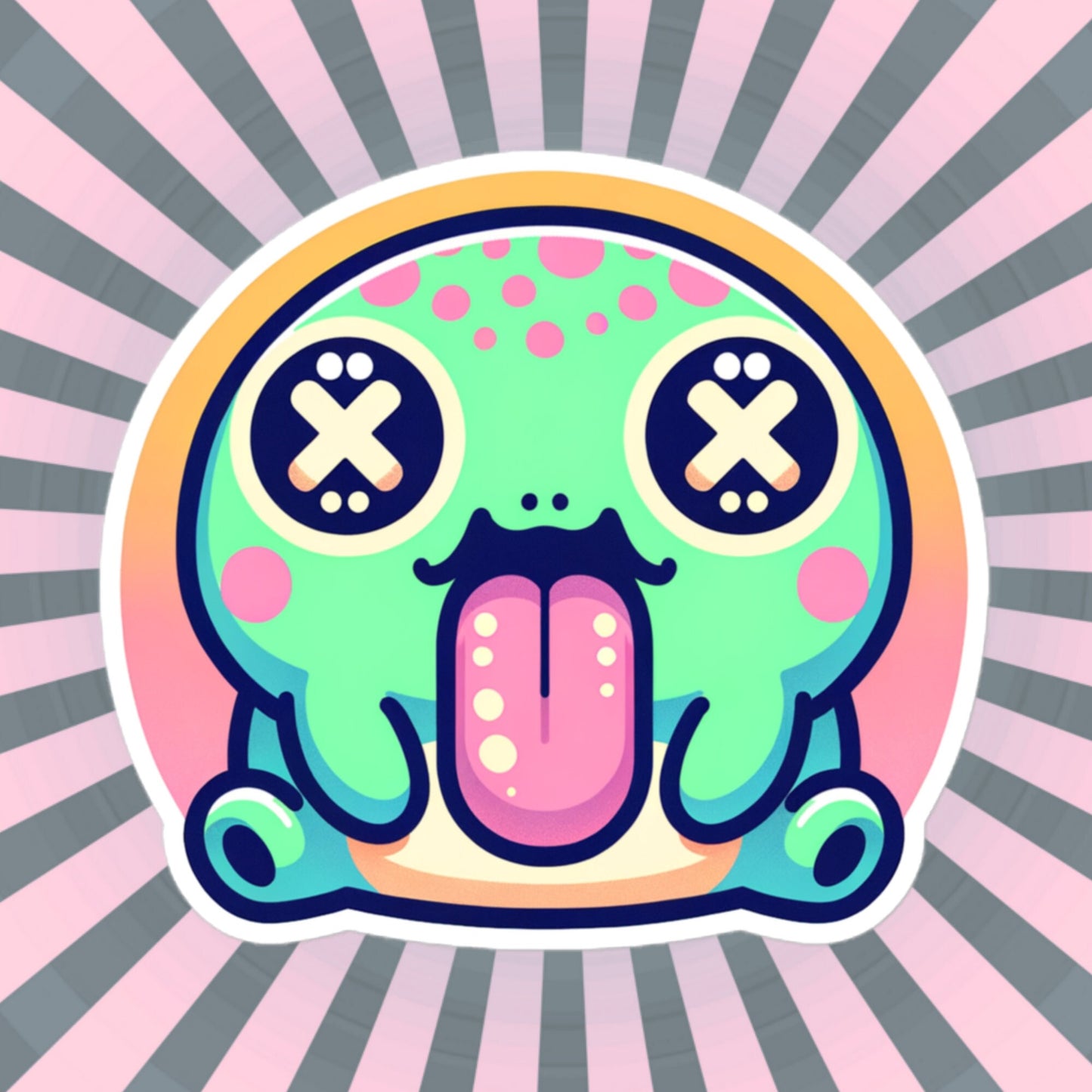 Weirdcore Pastel Goth Grunge Cute River Toad Vinyl Sticker Frog Oddcore Waterproof Sticker, Weird Stuff Unique Gift