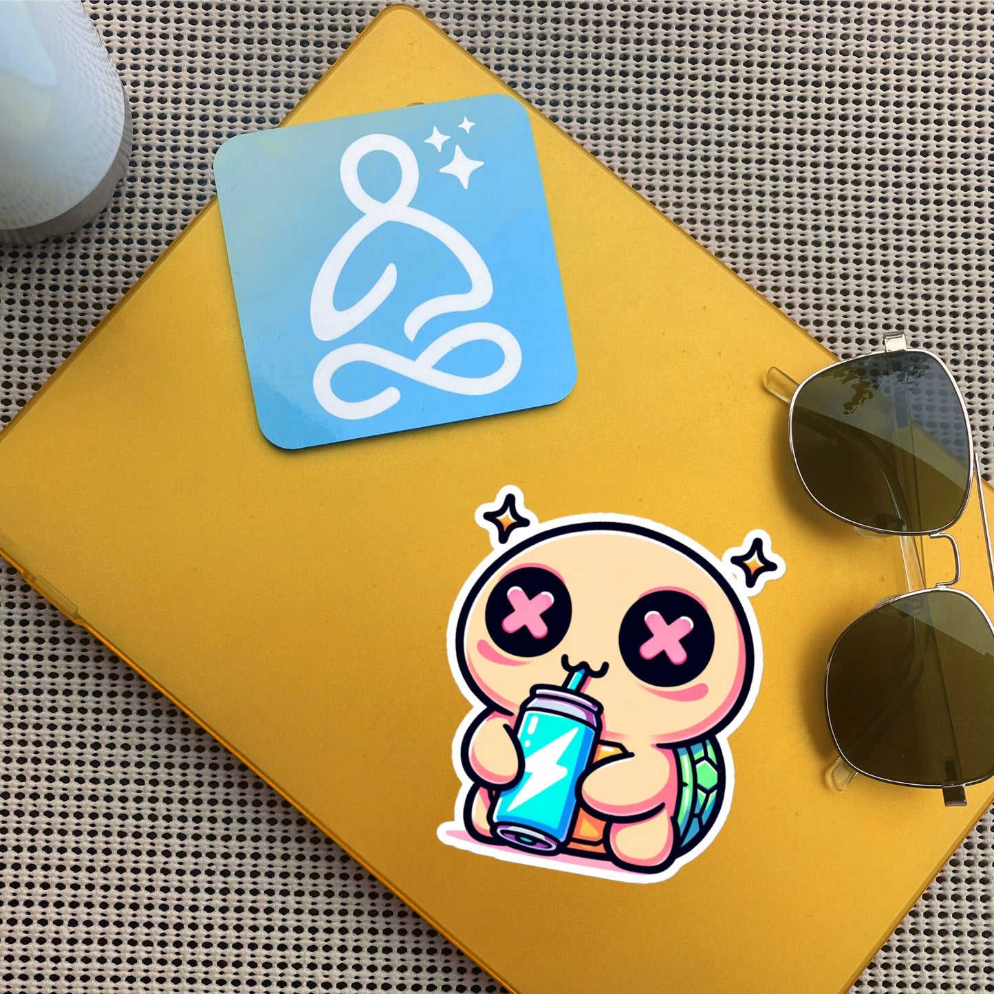 Weirdcore Pastel Goth Grunge Cute Turtle Vinyl Sticker Energy Drink Oddcore Waterproof Sticker, Weird Stuff Unique Gift