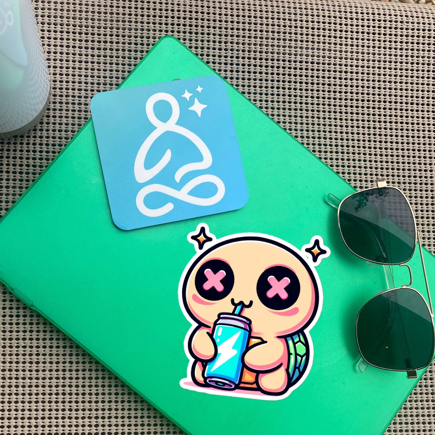 Weirdcore Pastel Goth Grunge Cute Turtle Vinyl Sticker Energy Drink Oddcore Waterproof Sticker, Weird Stuff Unique Gift