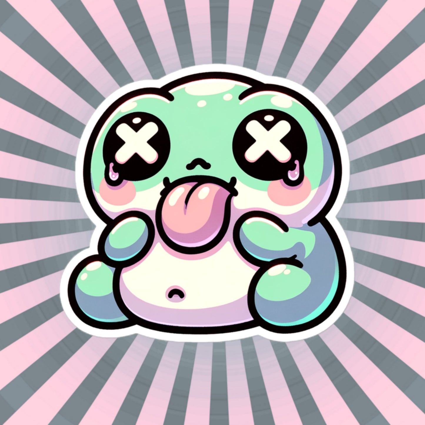 Weirdcore Pastel Goth Grunge Cute Chubby Frog Vinyl Sticker Froggy Oddcore Waterproof Sticker, Weird Stuff Unique Gift