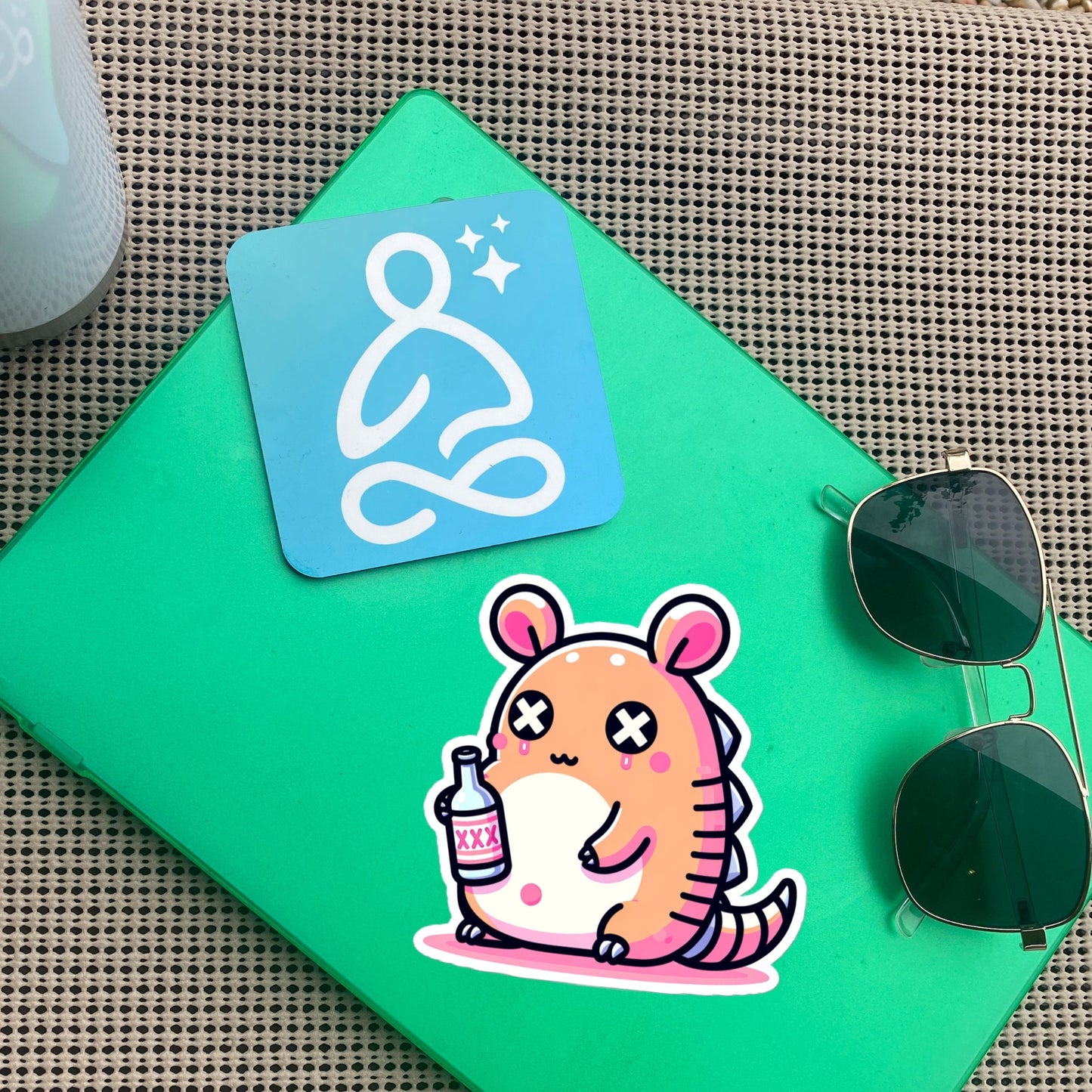 Weirdcore Pastel Goth Grunge Cute Armadillo Vinyl Sticker Tipsy Dillo Oddcore Waterproof Sticker, Weird Stuff Unique Gift