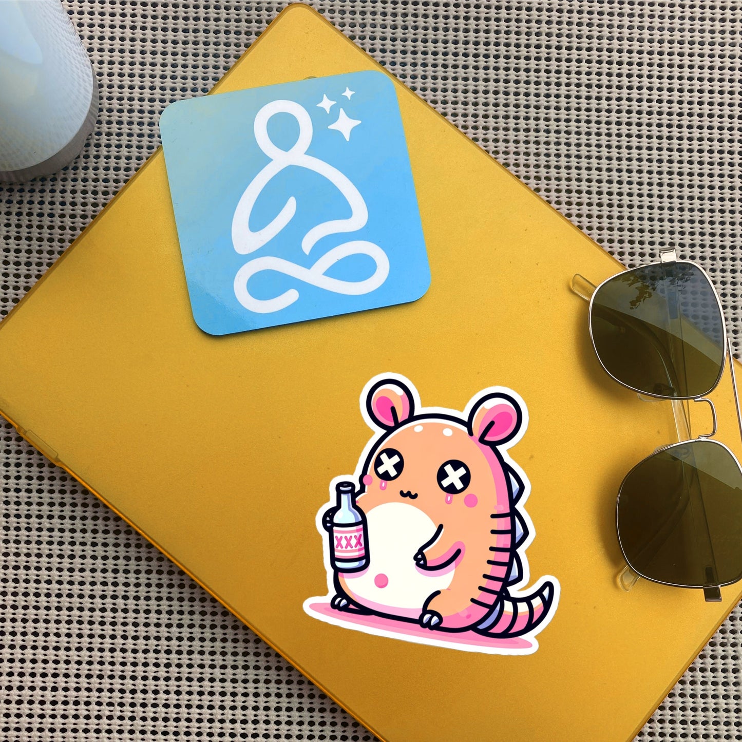 Weirdcore Pastel Goth Grunge Cute Armadillo Vinyl Sticker Tipsy Dillo Oddcore Waterproof Sticker, Weird Stuff Unique Gift