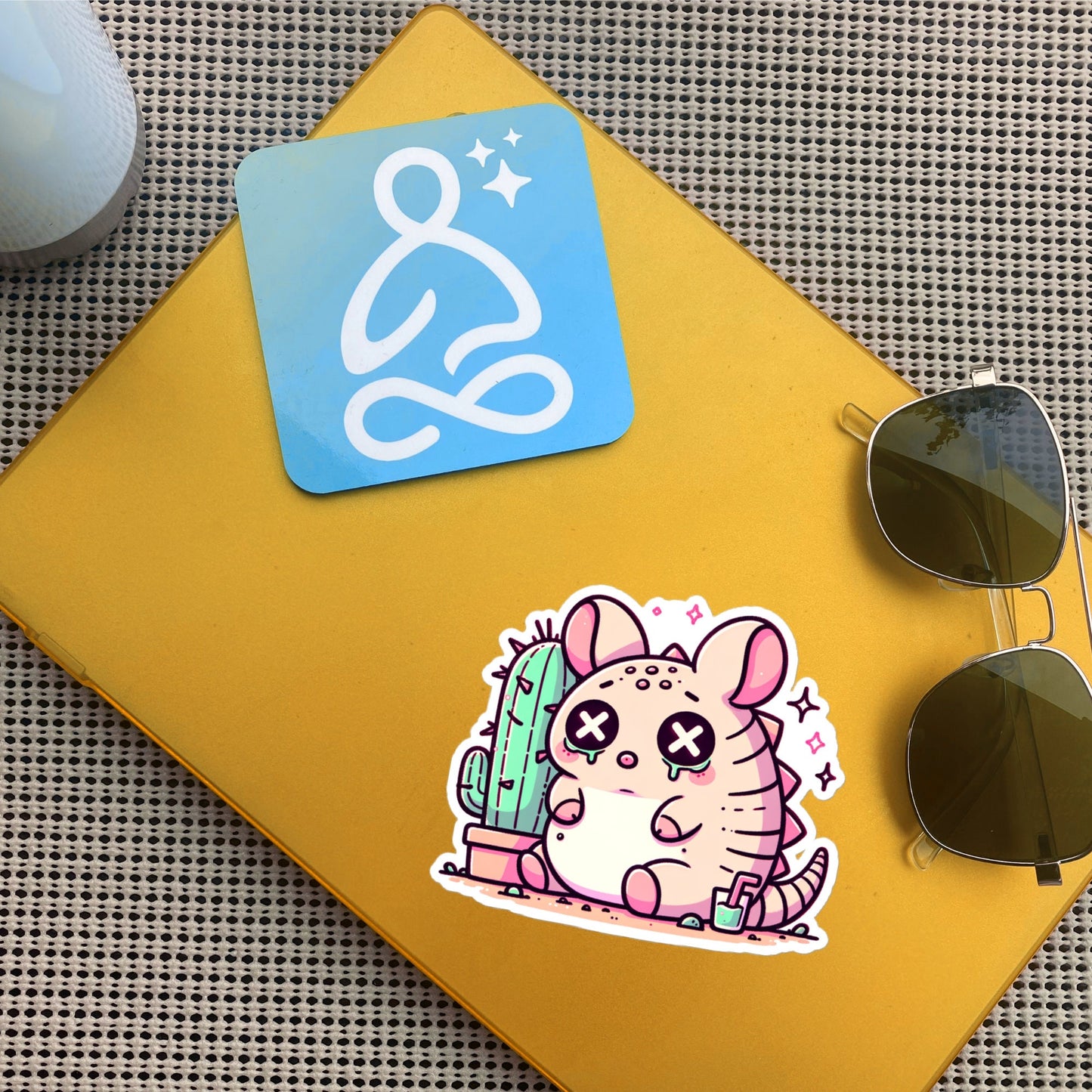 Weirdcore Pastel Goth Grunge Cute Armadillo Vinyl Sticker Sad Dillo Oddcore Waterproof Sticker, Weird Stuff Unique Gift