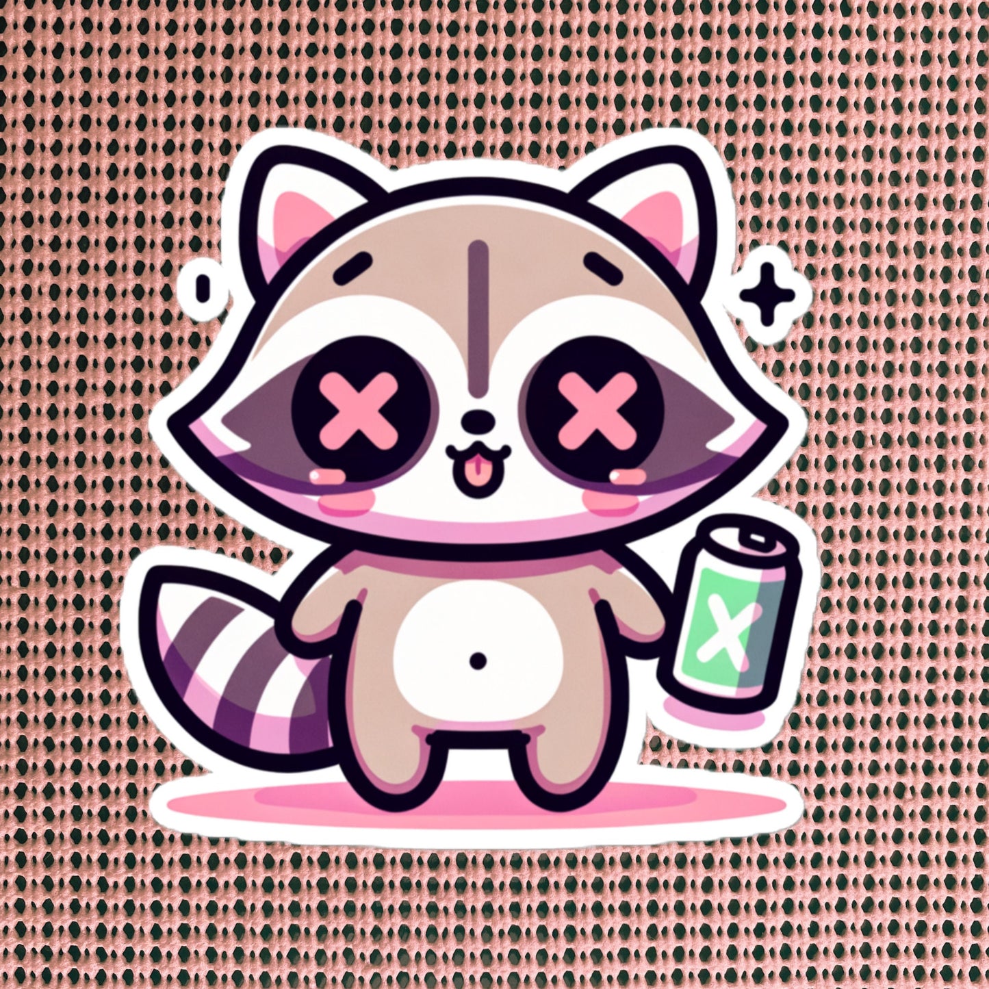 Weirdcore Pastel Goth Grunge Cute Raccoon Vinyl Sticker Trash Panda Oddcore Waterproof Sticker, Weird Stuff Unique Gift