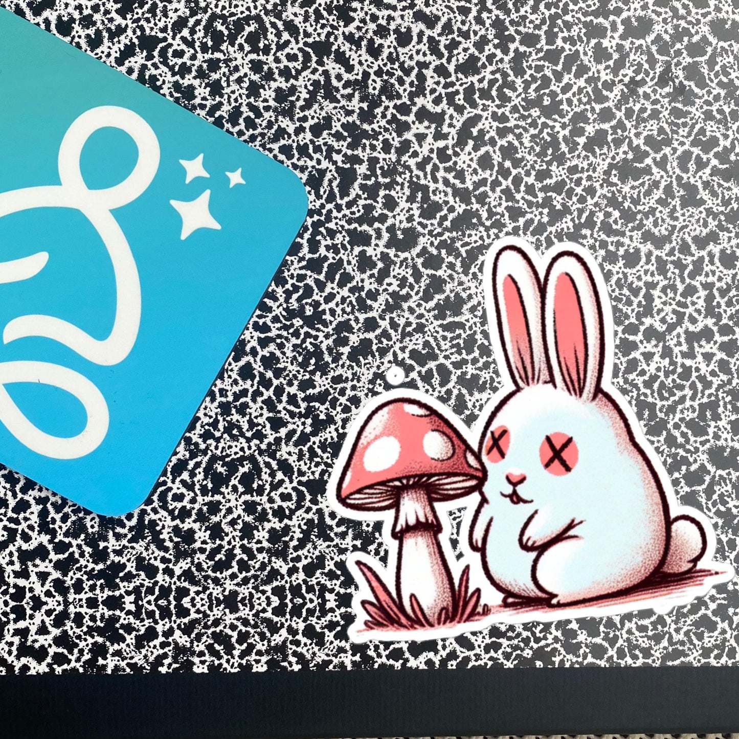 Weirdcore Pastel Goth Grunge Cute Trippy Mushroom Bunny Vinyl Sticker Bunny Mushroom Oddcore Waterproof Sticker, Weird Stuff Unique Gift