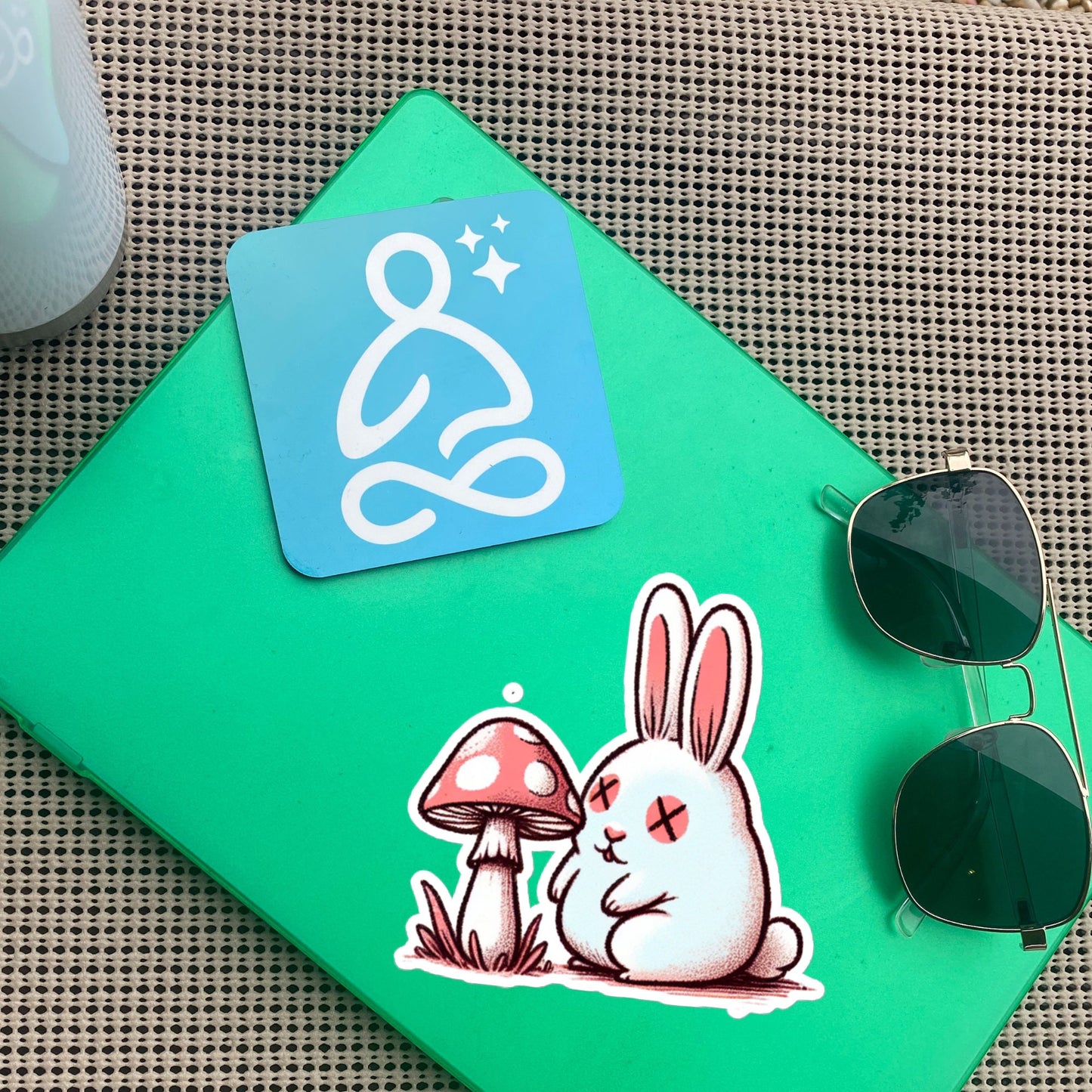 Weirdcore Pastel Goth Grunge Cute Trippy Mushroom Bunny Vinyl Sticker Bunny Mushroom Oddcore Waterproof Sticker, Weird Stuff Unique Gift