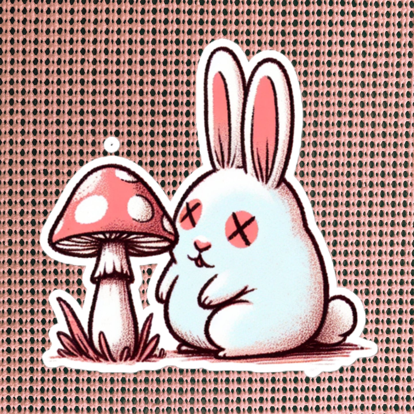 Weirdcore Pastel Goth Grunge Cute Trippy Mushroom Bunny Vinyl Sticker Bunny Mushroom Oddcore Waterproof Sticker, Weird Stuff Unique Gift