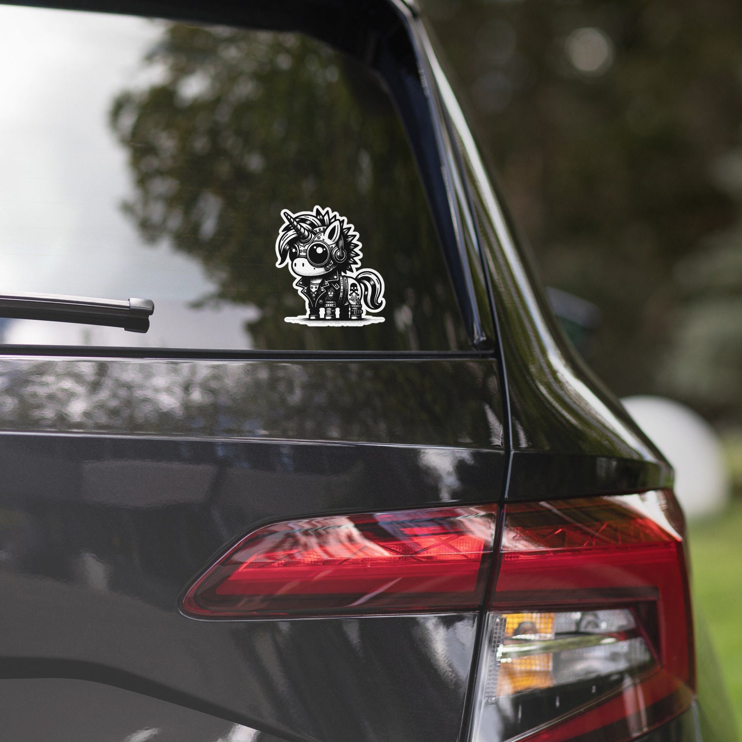 Gothic Grunge Punkrock Cyborg Unicorn Sticker Vinyl Waterproof Cyberpunk Animal Sticker for Tumblers, Car Bumpers, Books and Crafts